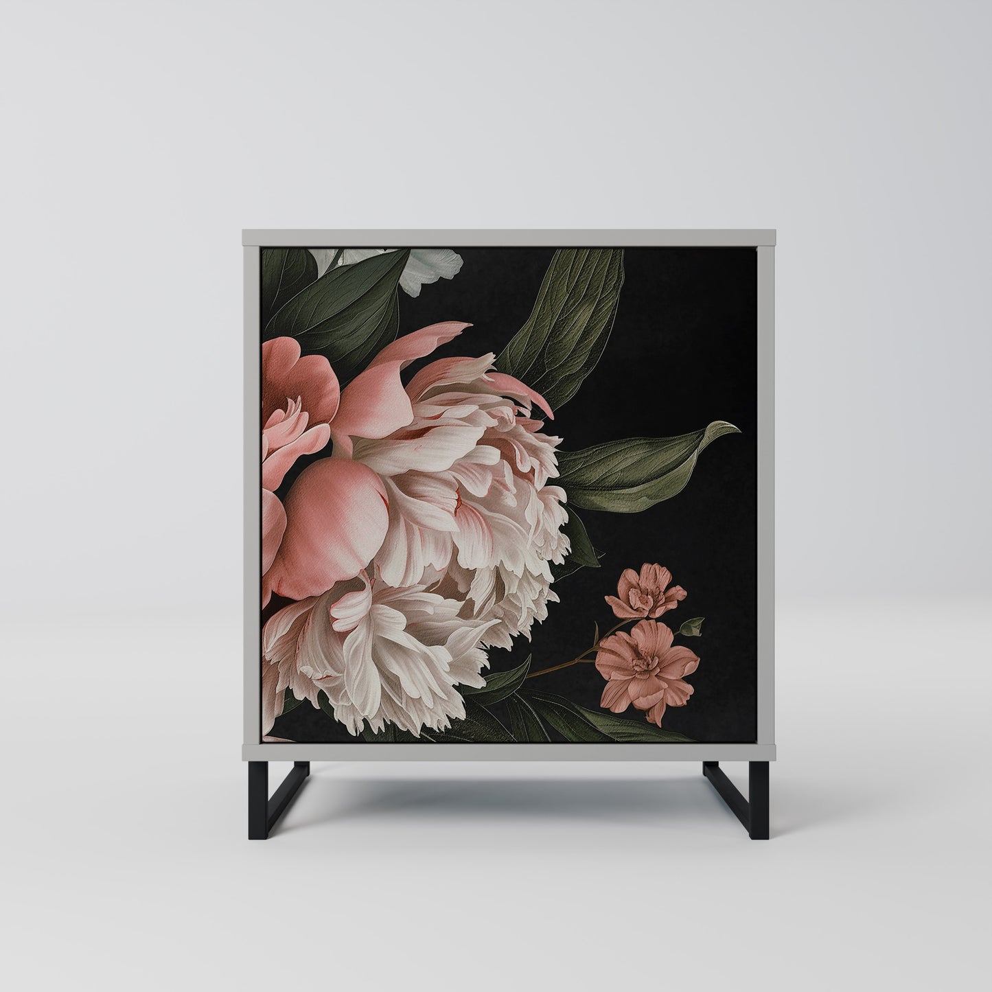 LUSH ELEGANCE 1-Door Sideboard in Grey Finish