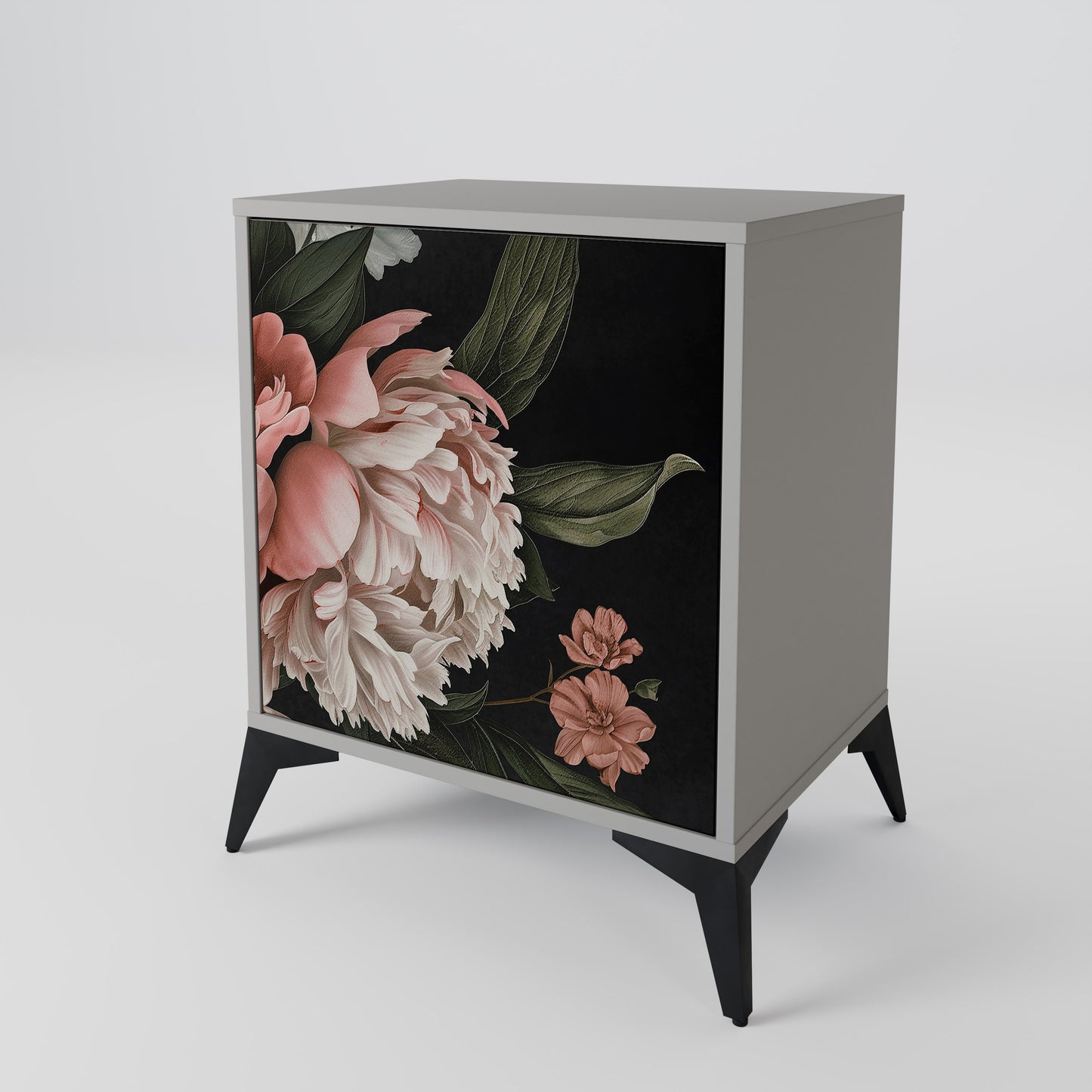 LUSH ELEGANCE 1-Door Sideboard in Grey Finish