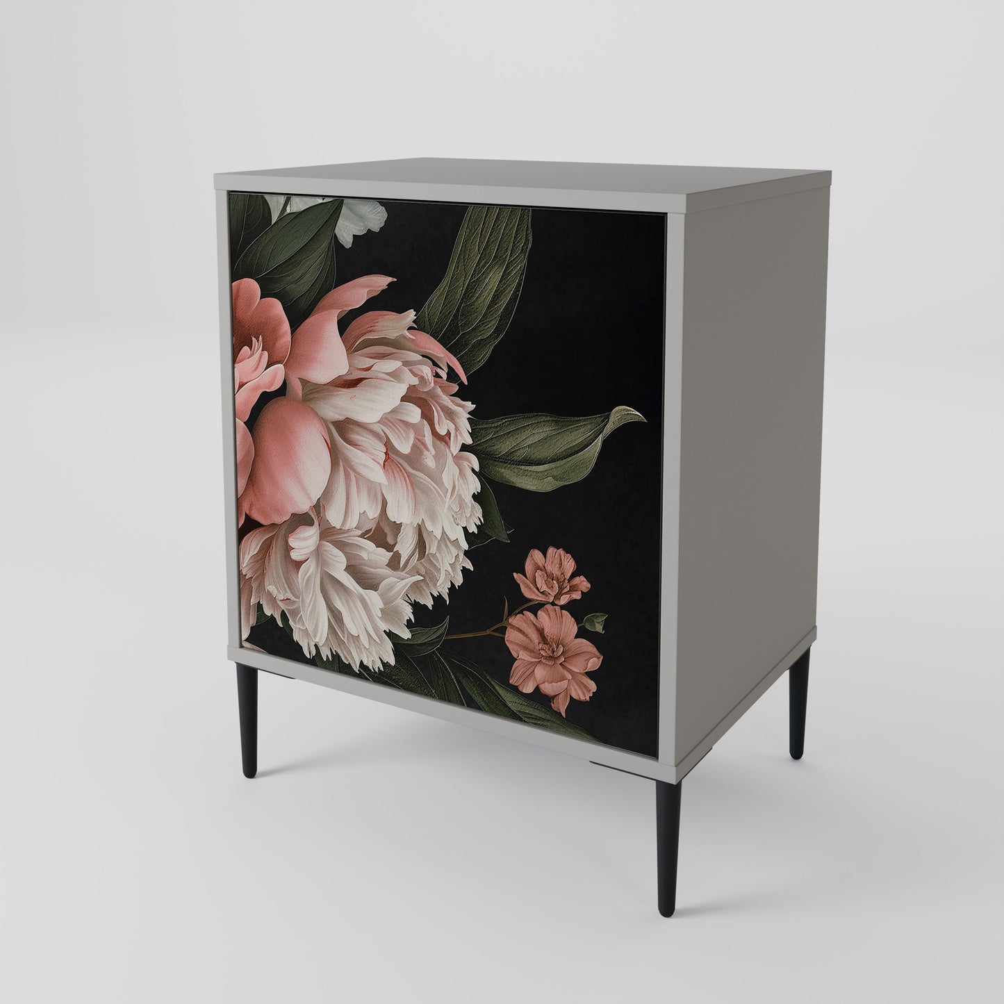 LUSH ELEGANCE 1-Door Sideboard in Grey Finish