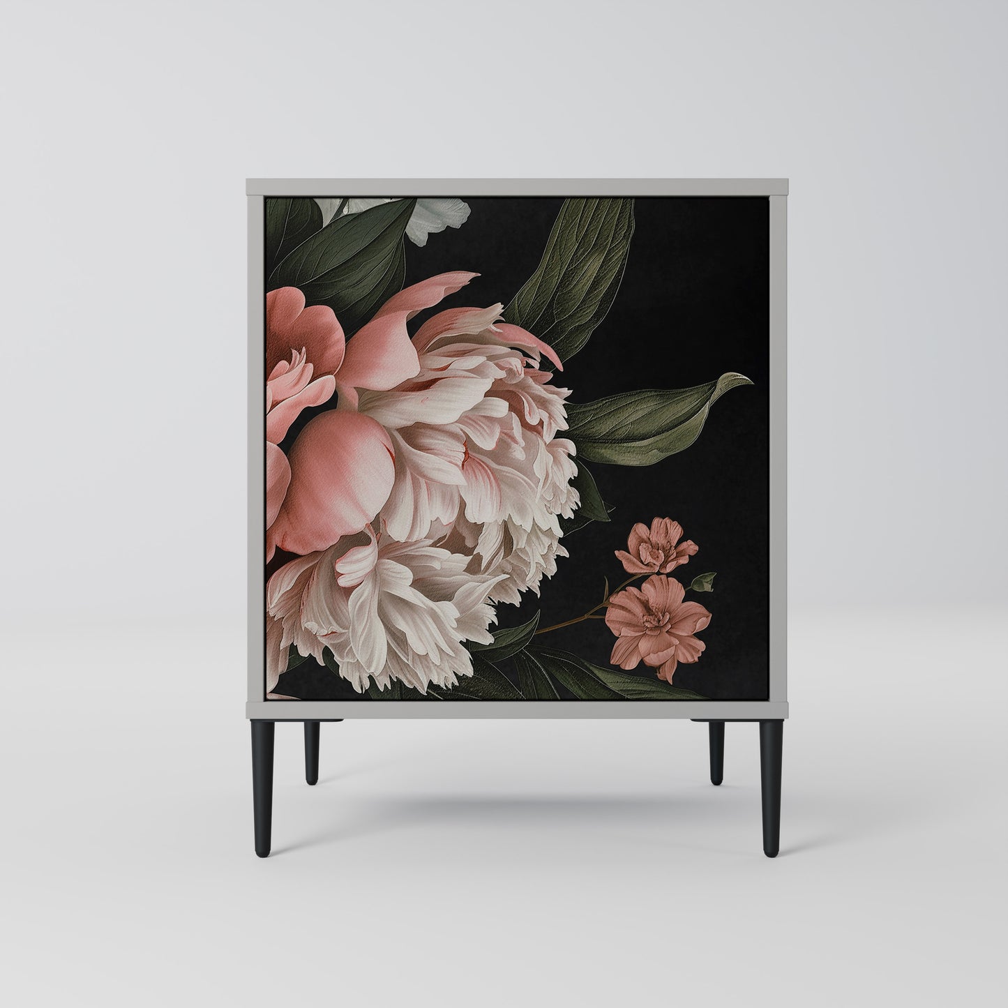 LUSH ELEGANCE 1-Door Sideboard in Grey Finish