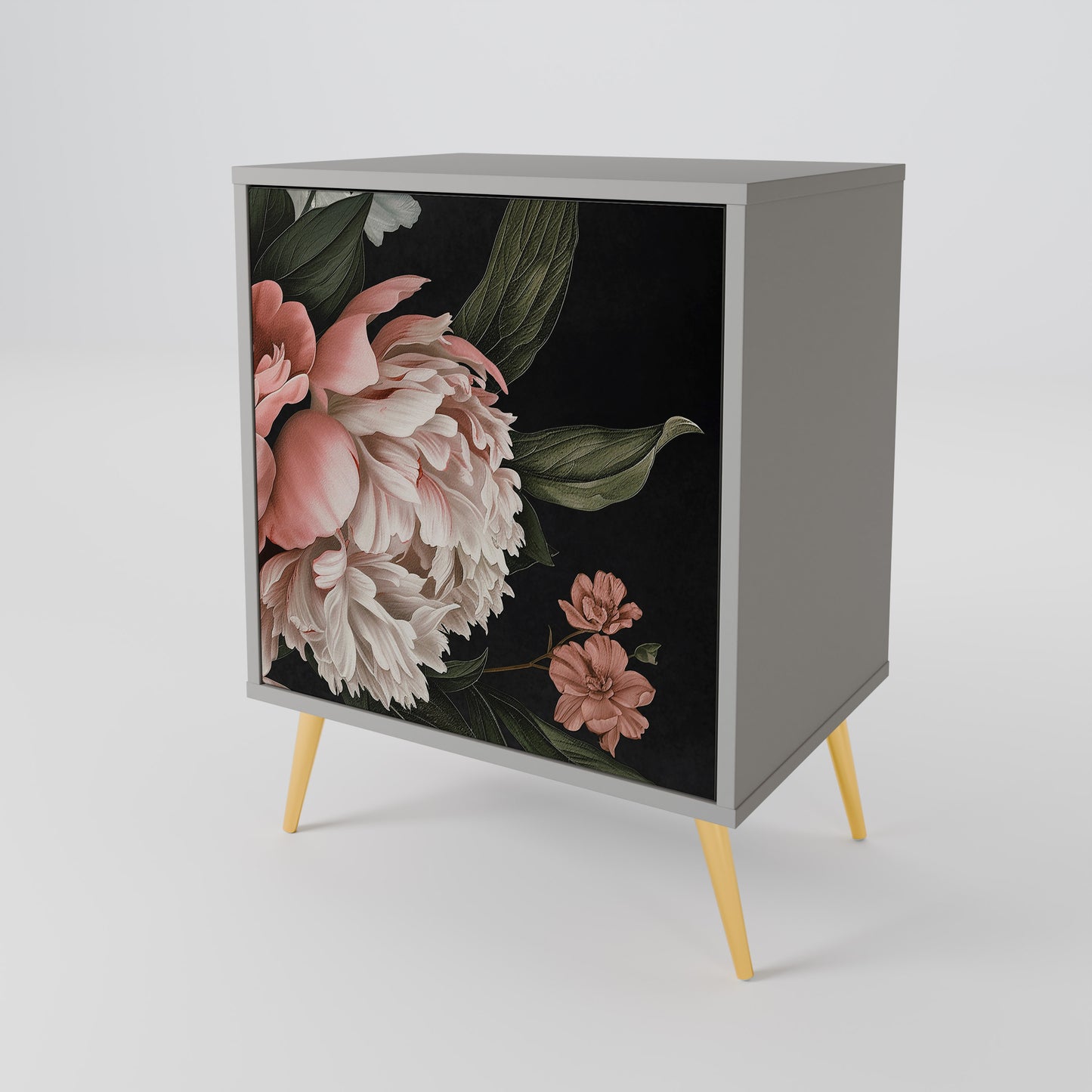 LUSH ELEGANCE 1-Door Sideboard in Grey Finish