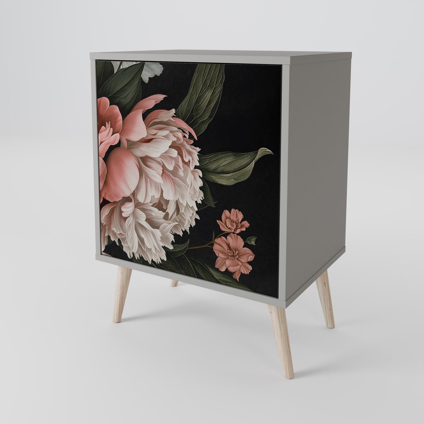 LUSH ELEGANCE 1-Door Sideboard in Grey Finish