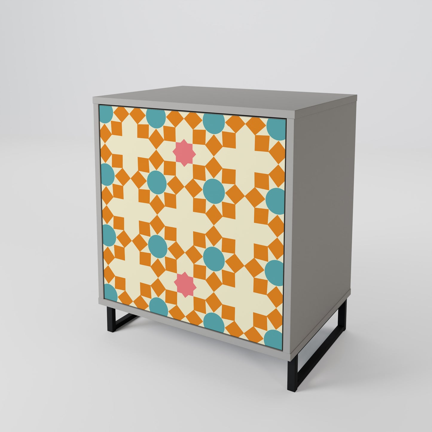 FLORAL DECOR 1-Door Sideboard in Grey Finish