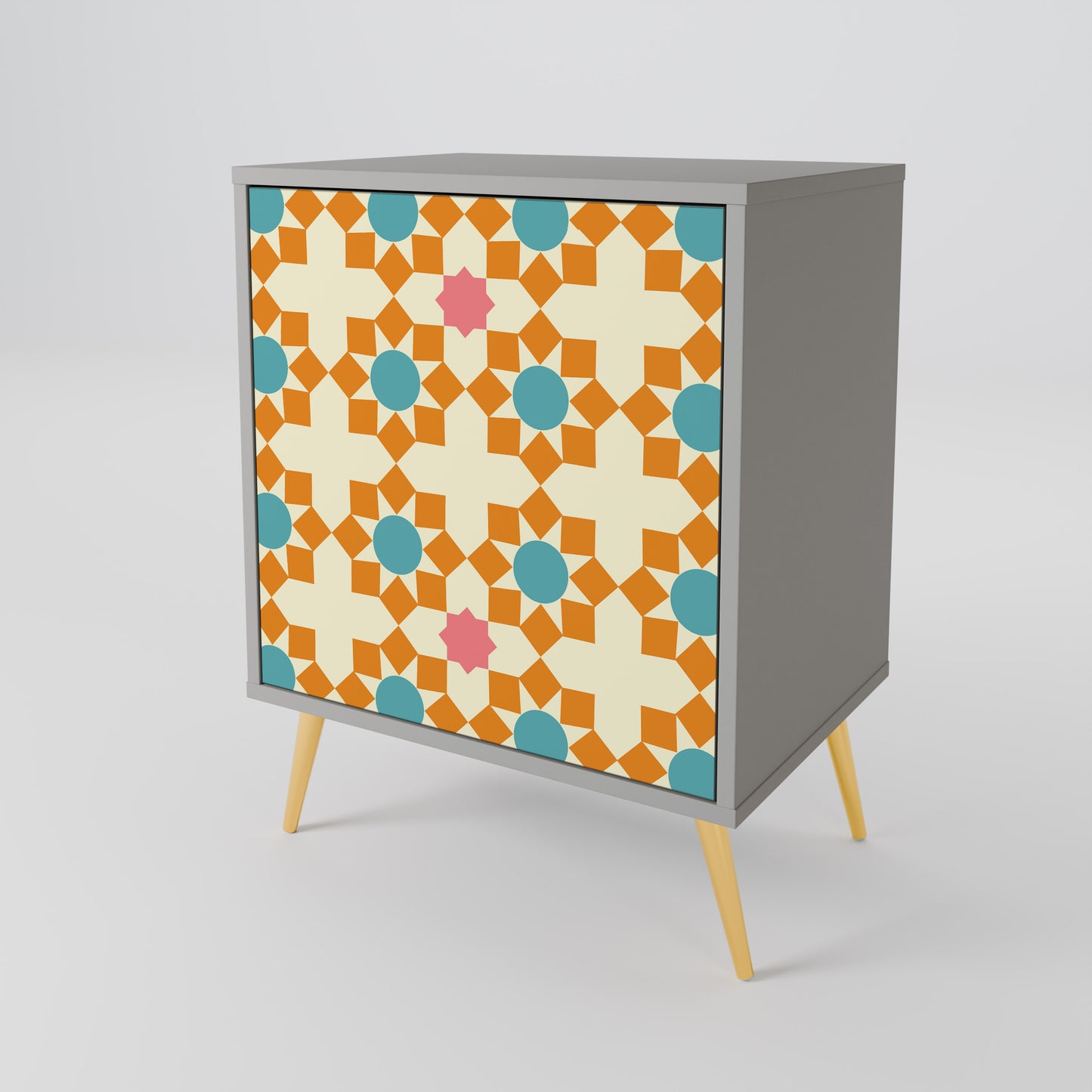 FLORAL DECOR 1-Door Sideboard in Grey Finish