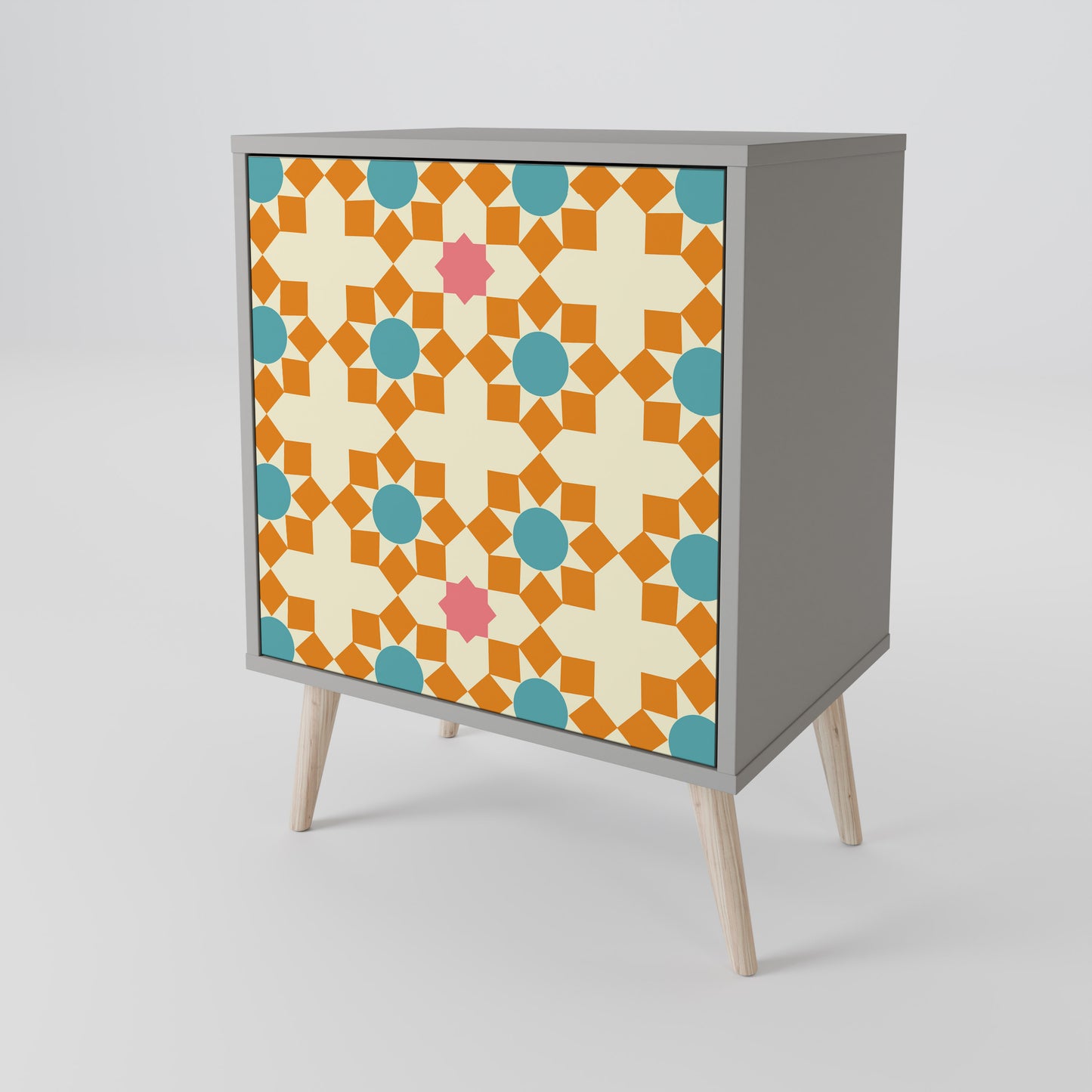 FLORAL DECOR 1-Door Sideboard in Grey Finish