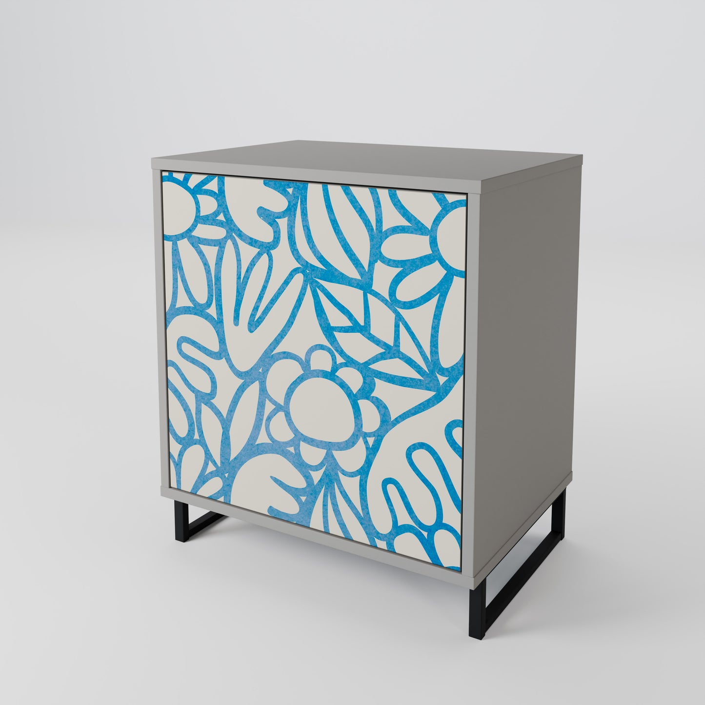 BLOOMY MORNING 1-Door Sideboard in Grey Finish