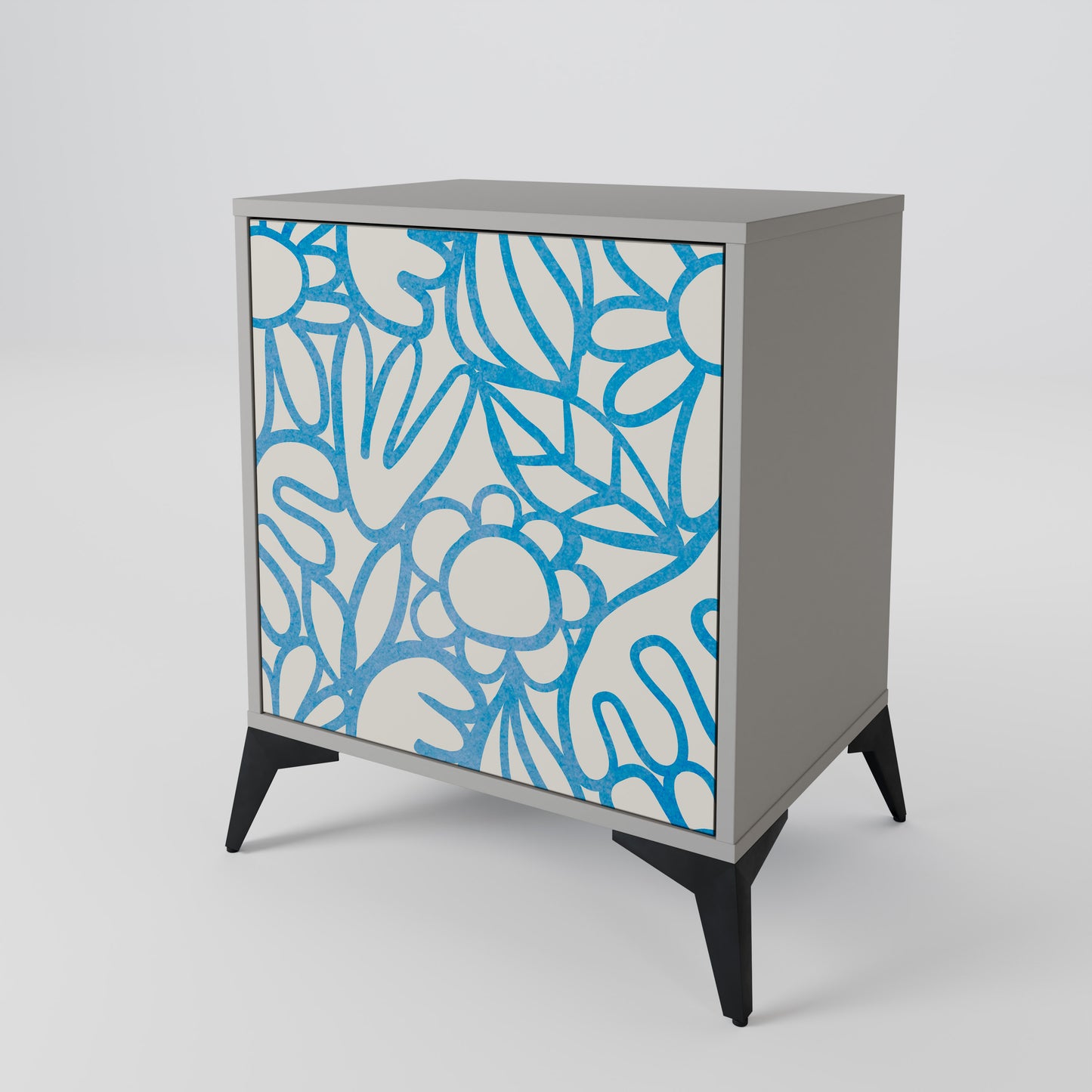 BLOOMY MORNING 1-Door Sideboard in Grey Finish