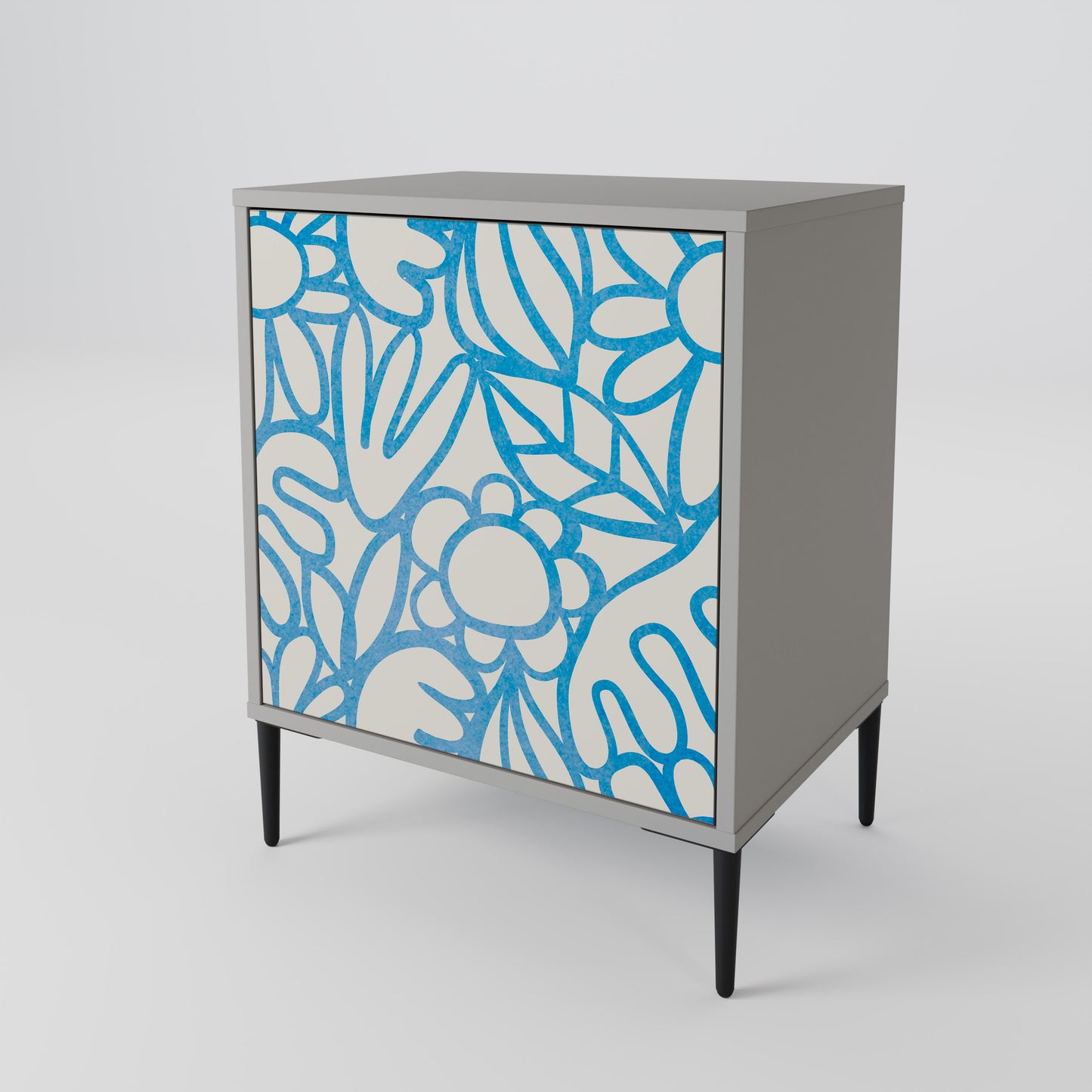 BLOOMY MORNING 1-Door Sideboard in Grey Finish