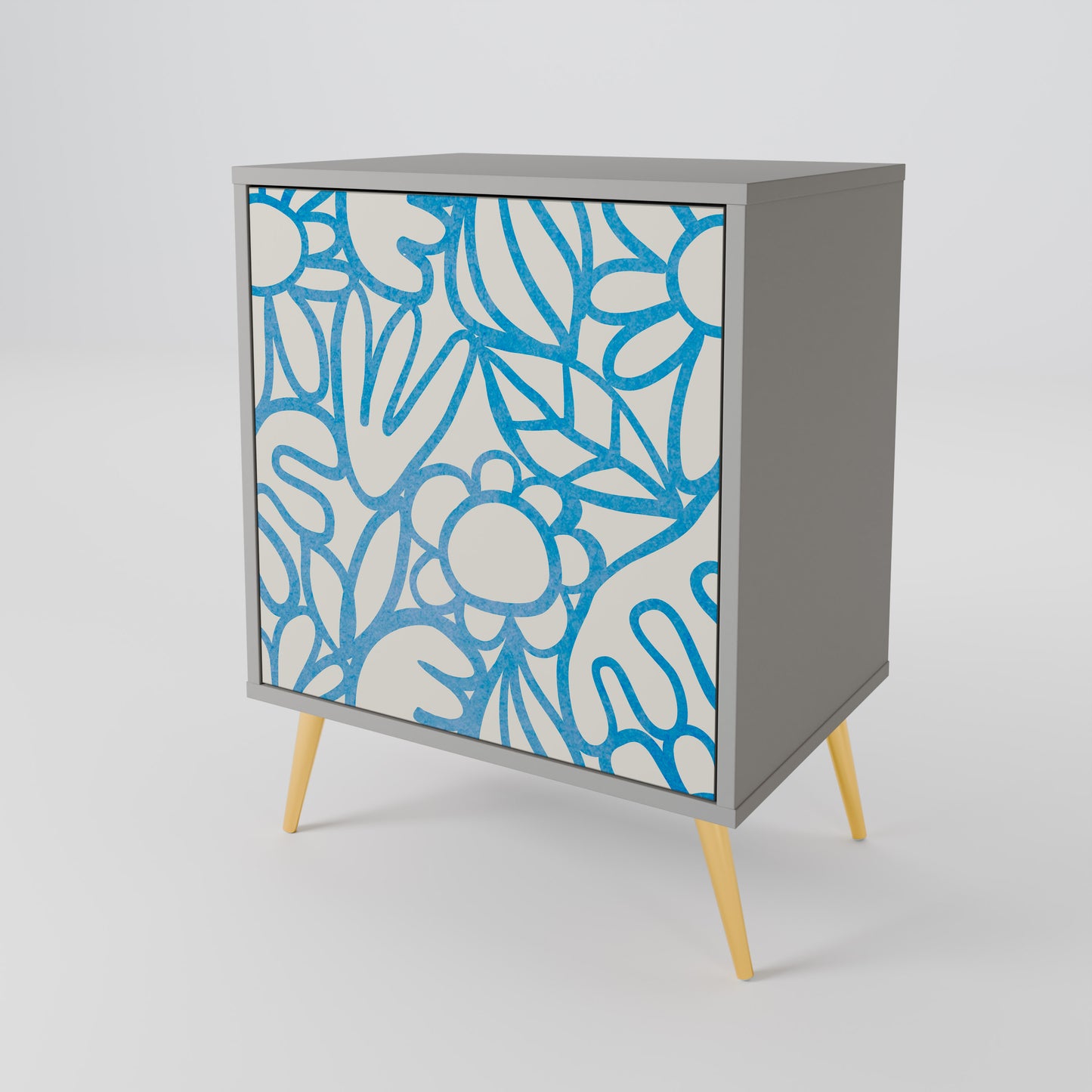BLOOMY MORNING 1-Door Sideboard in Grey Finish