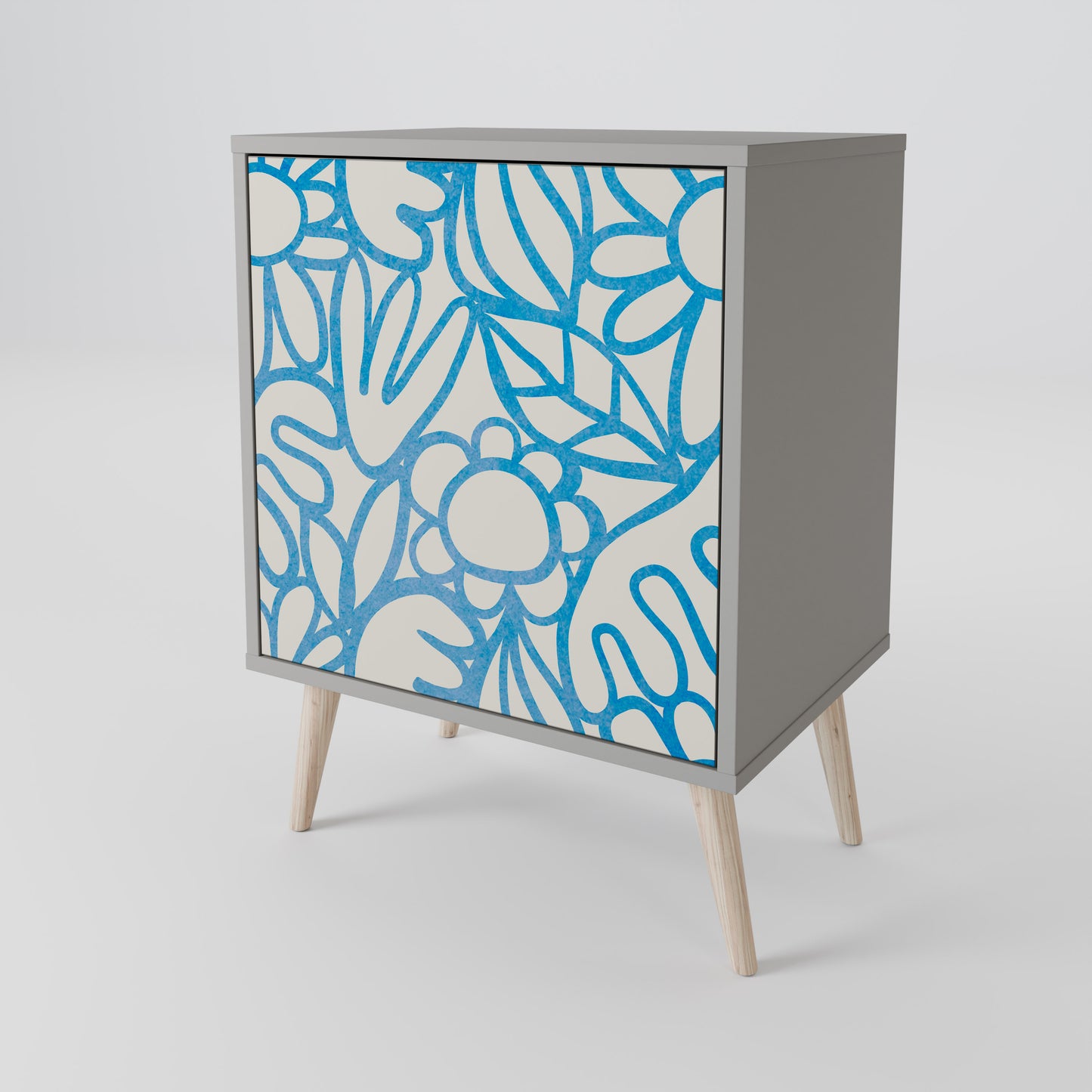 BLOOMY MORNING 1-Door Sideboard in Grey Finish