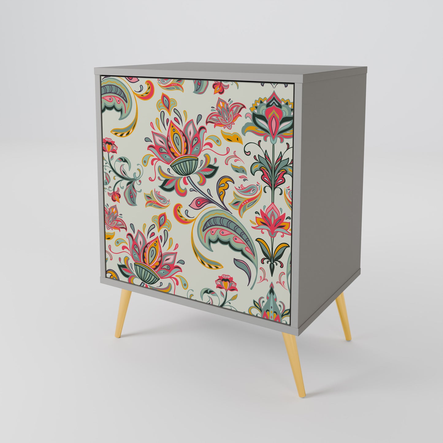 ORGANIC FOLKLORE 1-Door Sideboard in Grey Finish