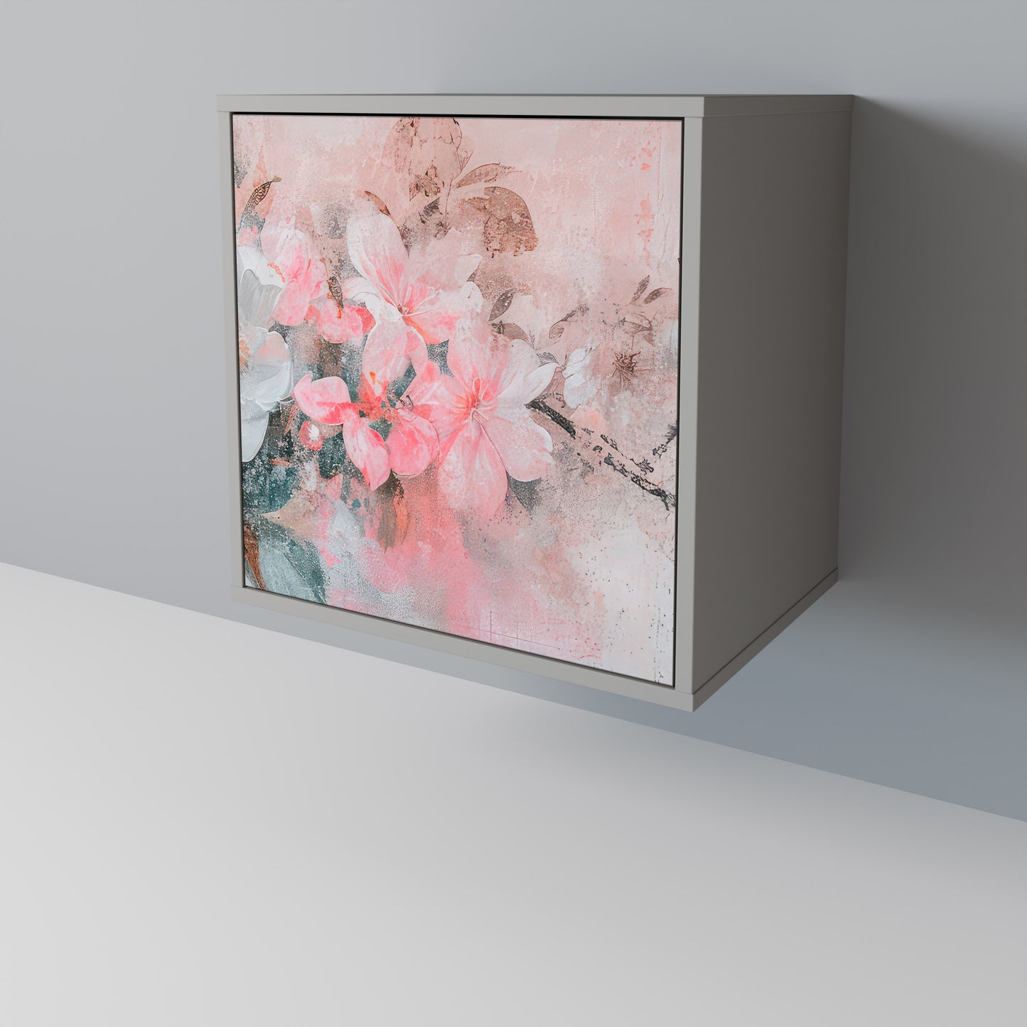 CHERRY BLOSSOM 1-Door Sideboard in Grey Finish