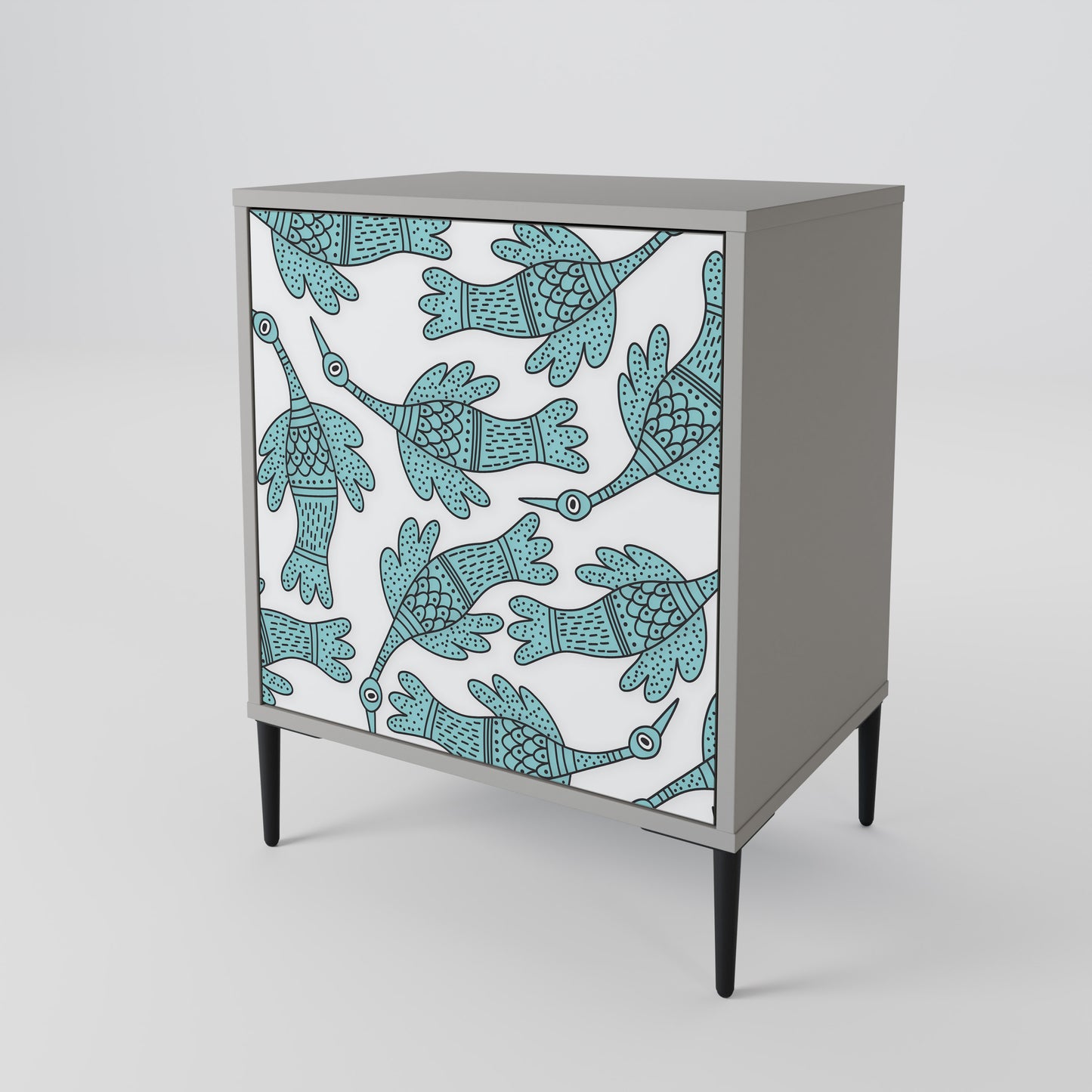 WATERSPOUT SONGIBIRD 1-Door Sideboard in Grey Finish