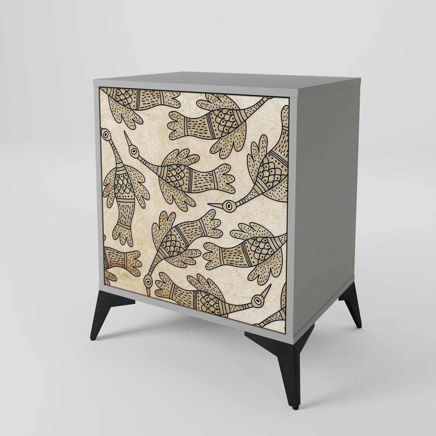 ALMONDINE SONGBIRD 1-Door Sideboard in Grey Finish