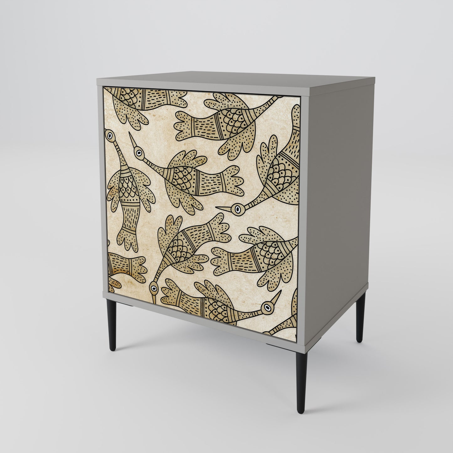 ALMONDINE SONGBIRD 1-Door Sideboard in Grey Finish