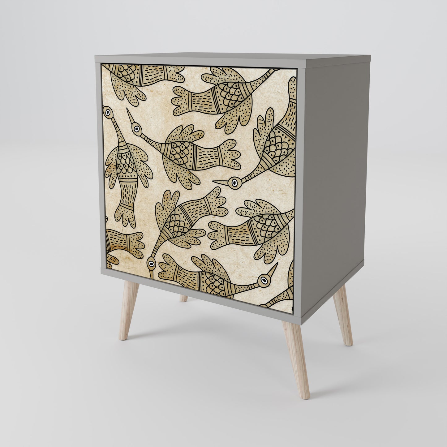 ALMONDINE SONGBIRD 1-Door Sideboard in Grey Finish