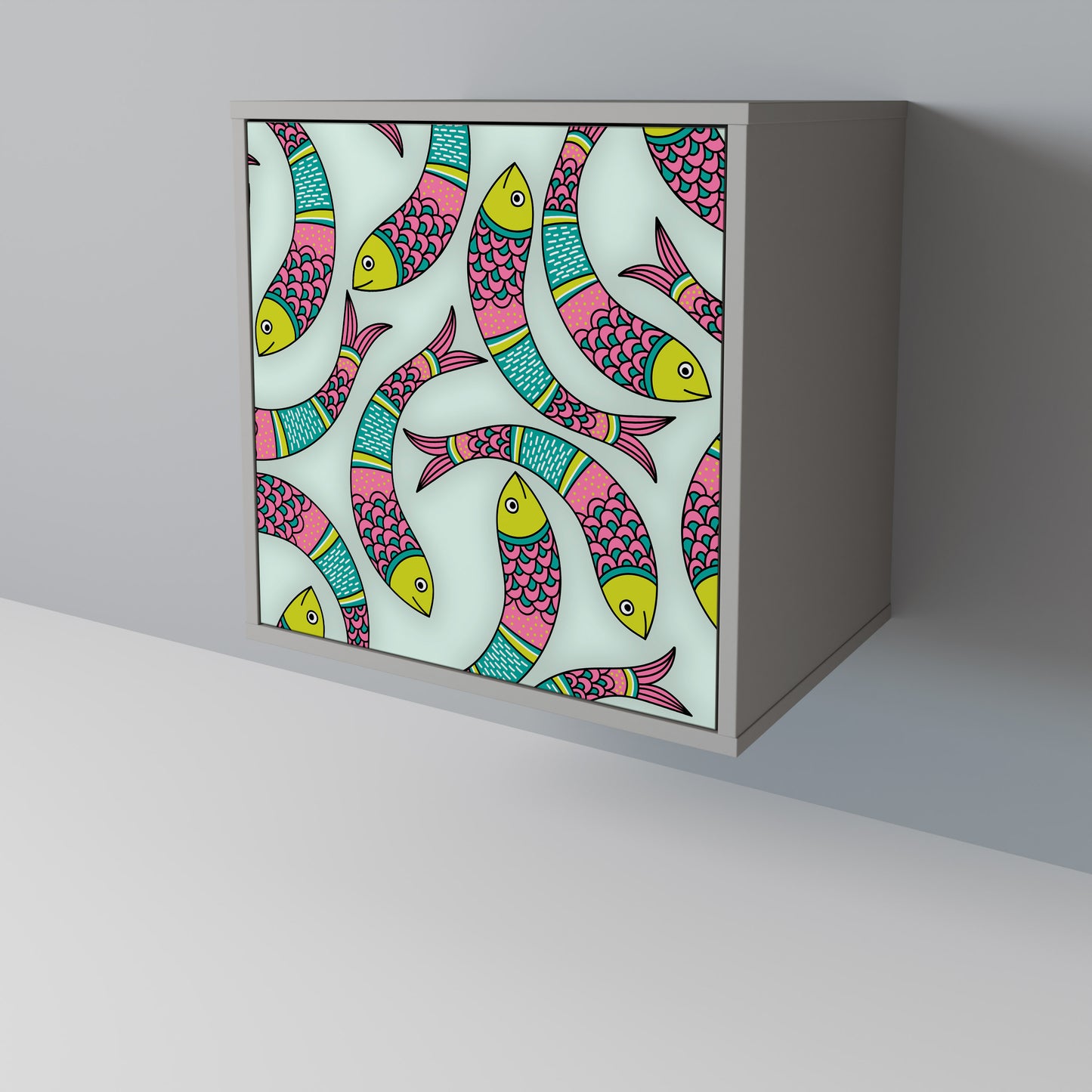 Credenza INDIAN FISH a 1 anta con finitura grigia