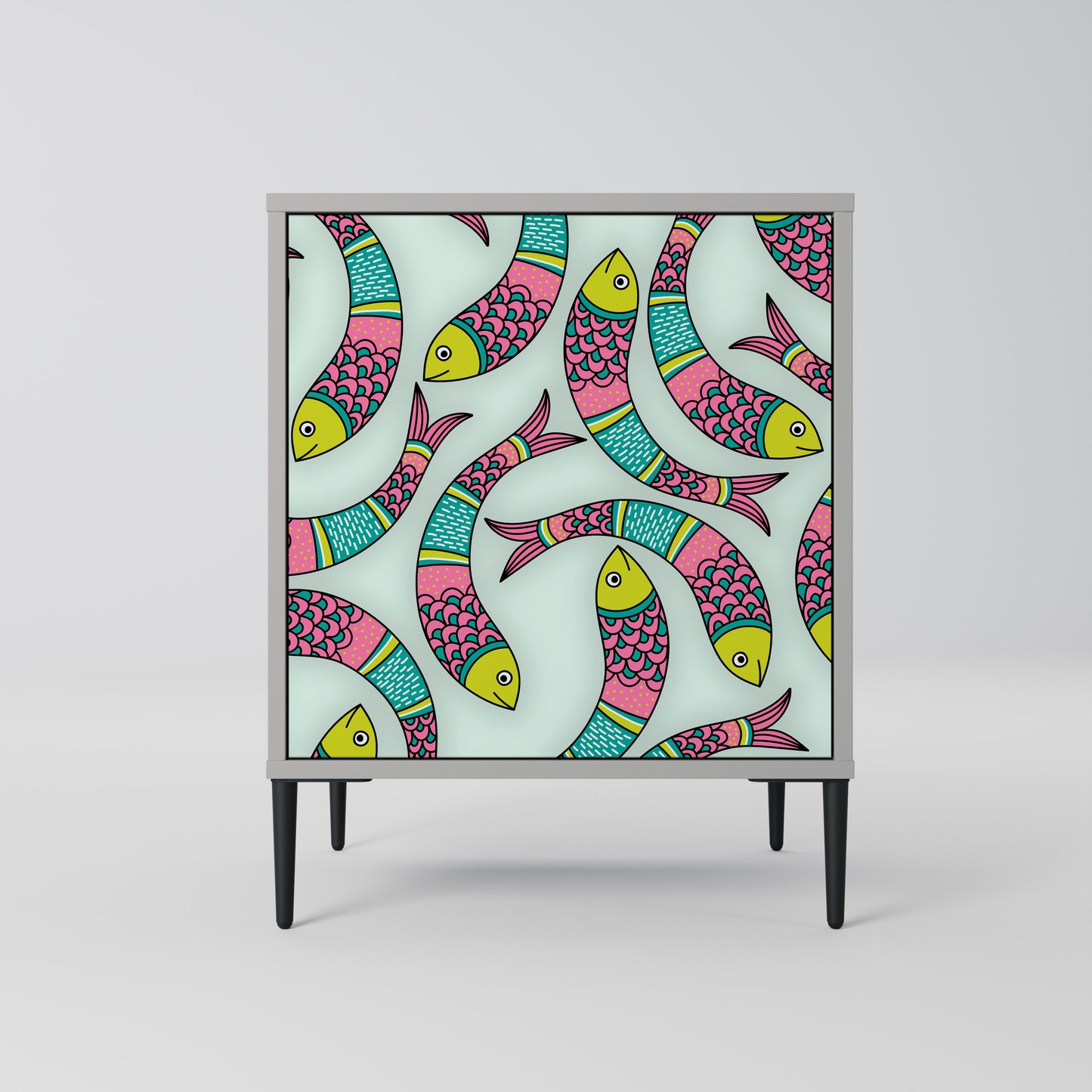 Credenza INDIAN FISH a 1 anta con finitura grigia