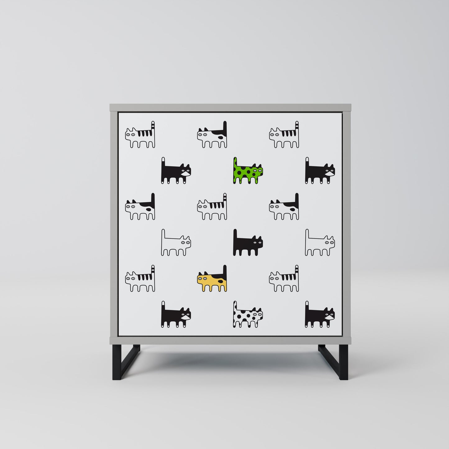 CATS COMPILATION Credenza a 1 anta con finitura grigia