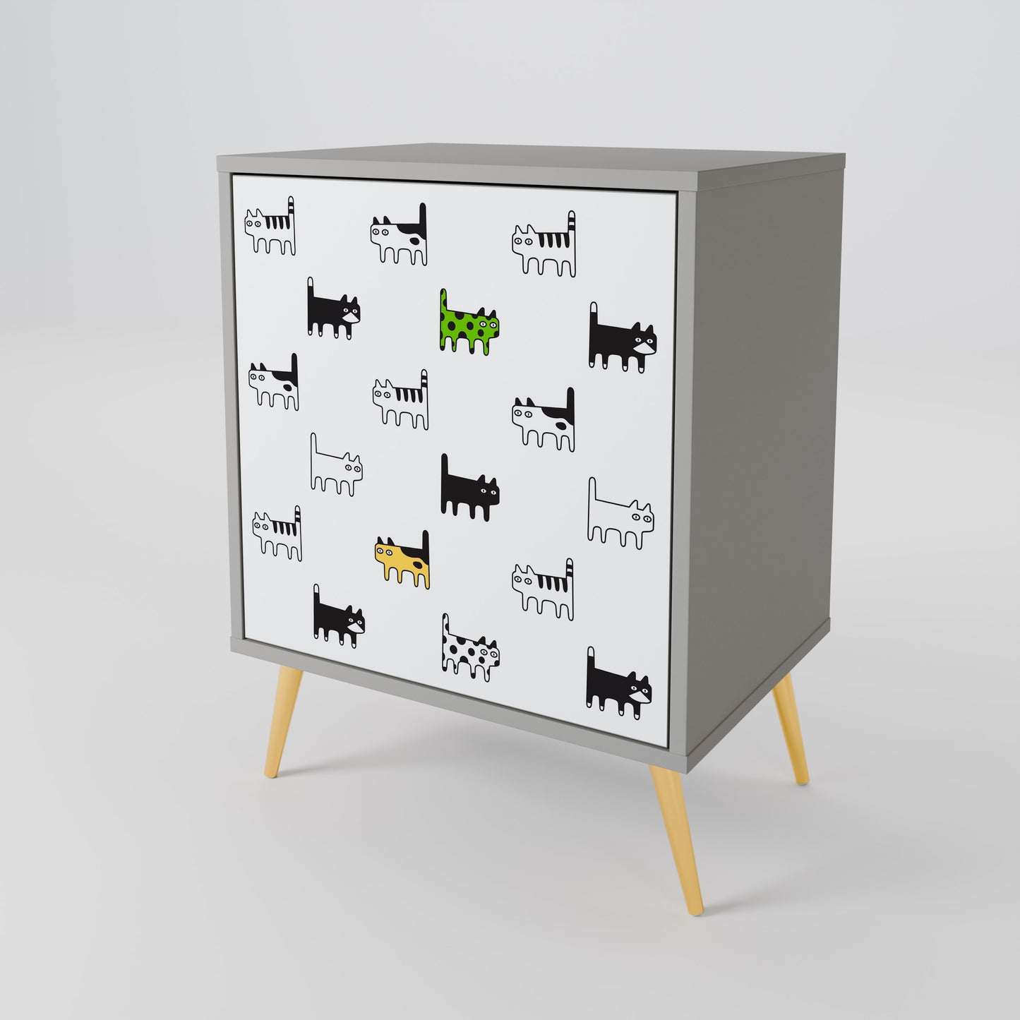 CATS COMPILATION Credenza a 1 anta con finitura grigia
