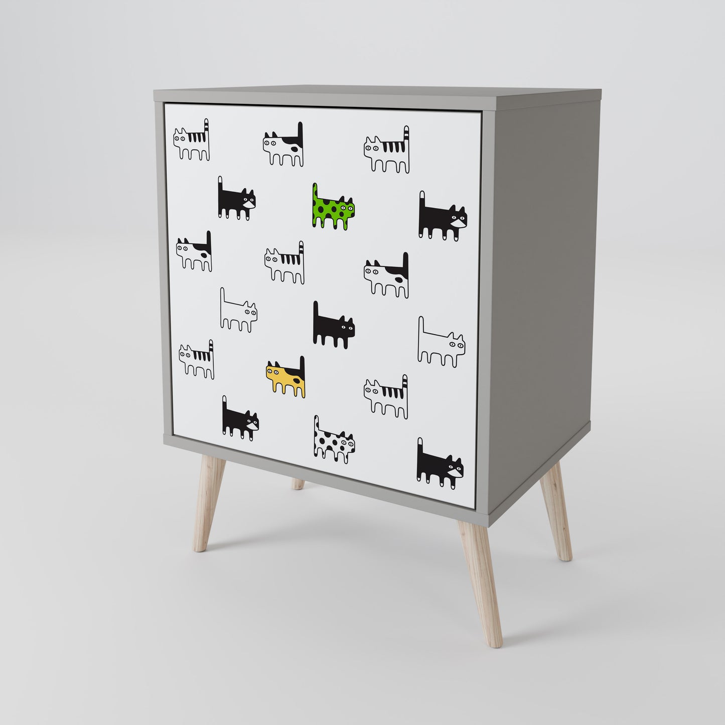 CATS COMPILATION Credenza a 1 anta con finitura grigia