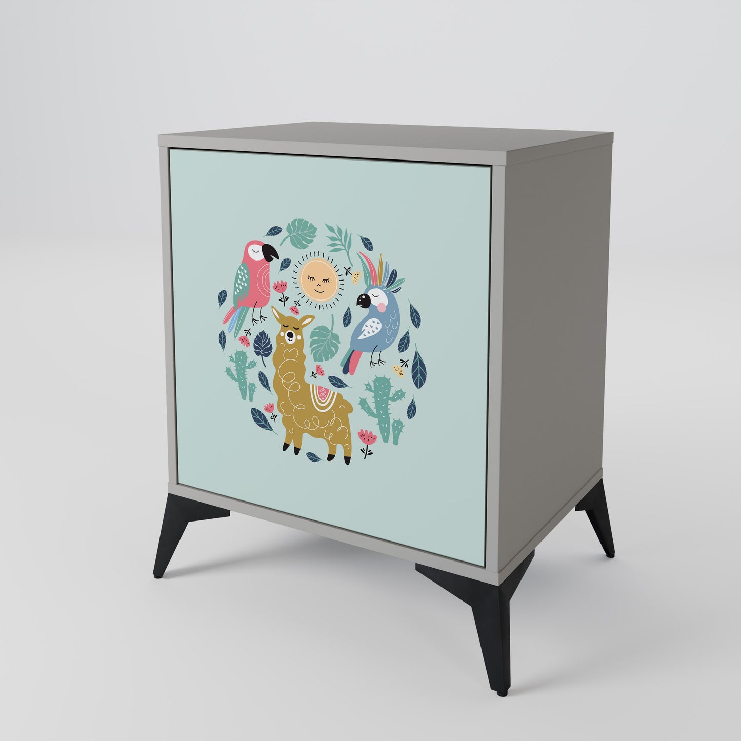 Credenza a 1 anta COLORFUL ALPACAS con finitura grigia