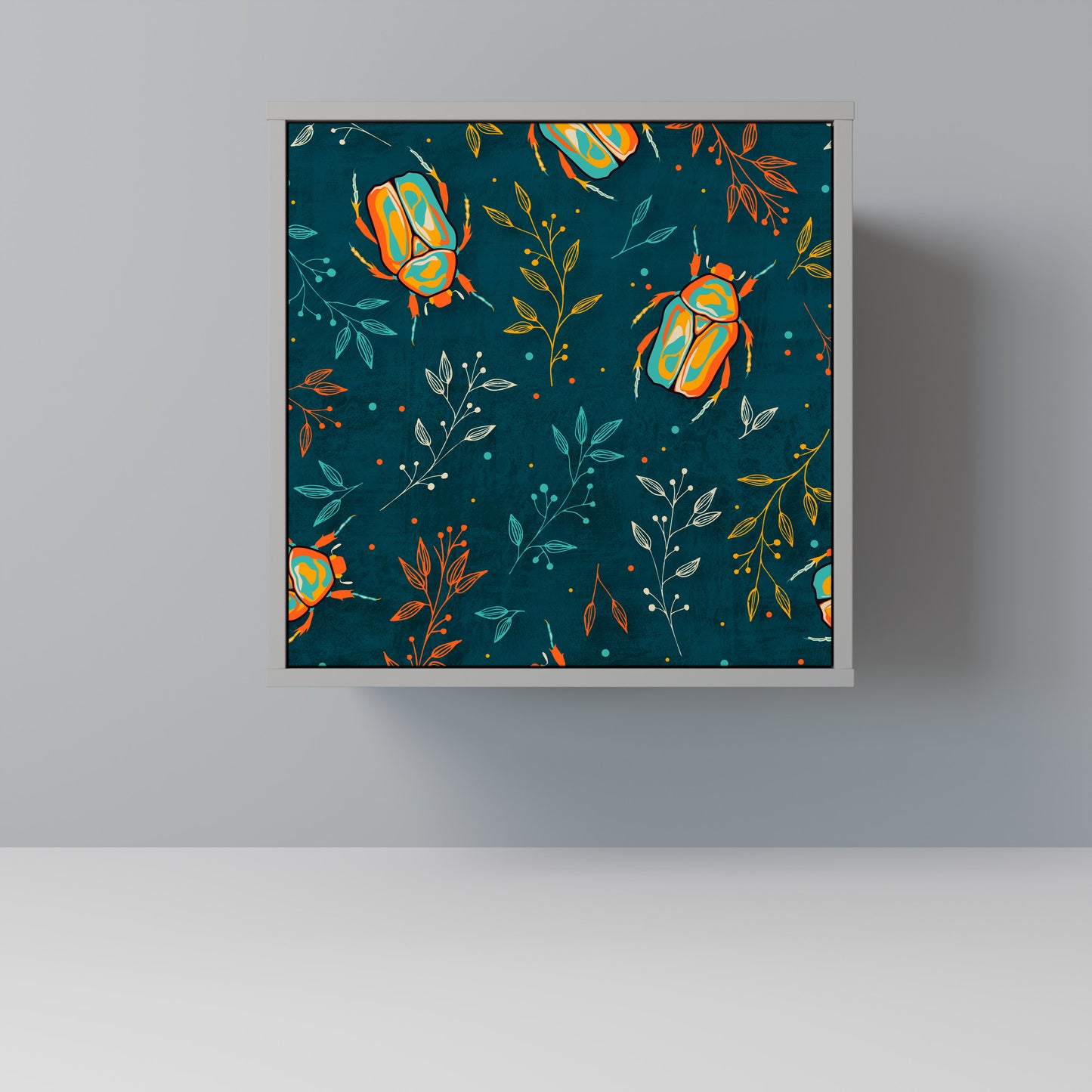 Credenza AUTUMN INSETTI a 1 anta con finitura grigia