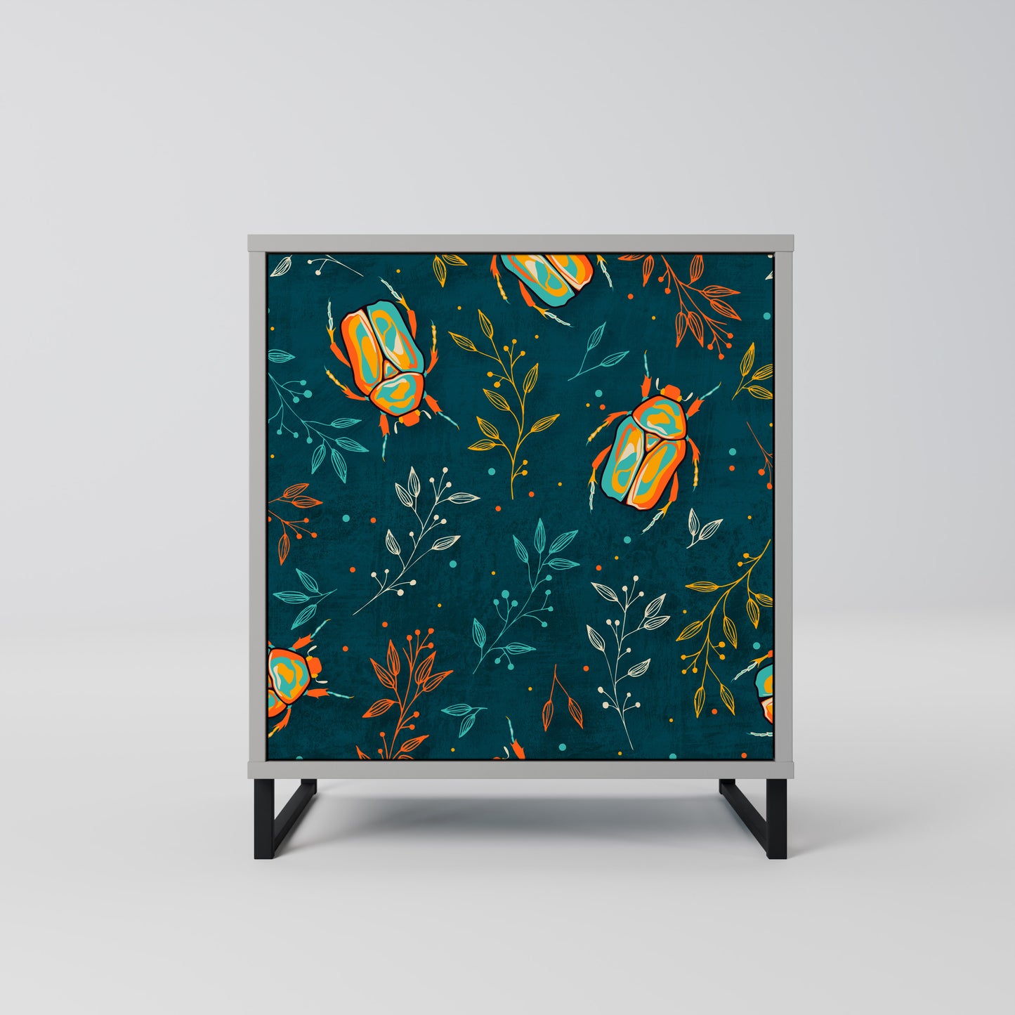 Credenza AUTUMN INSETTI a 1 anta con finitura grigia