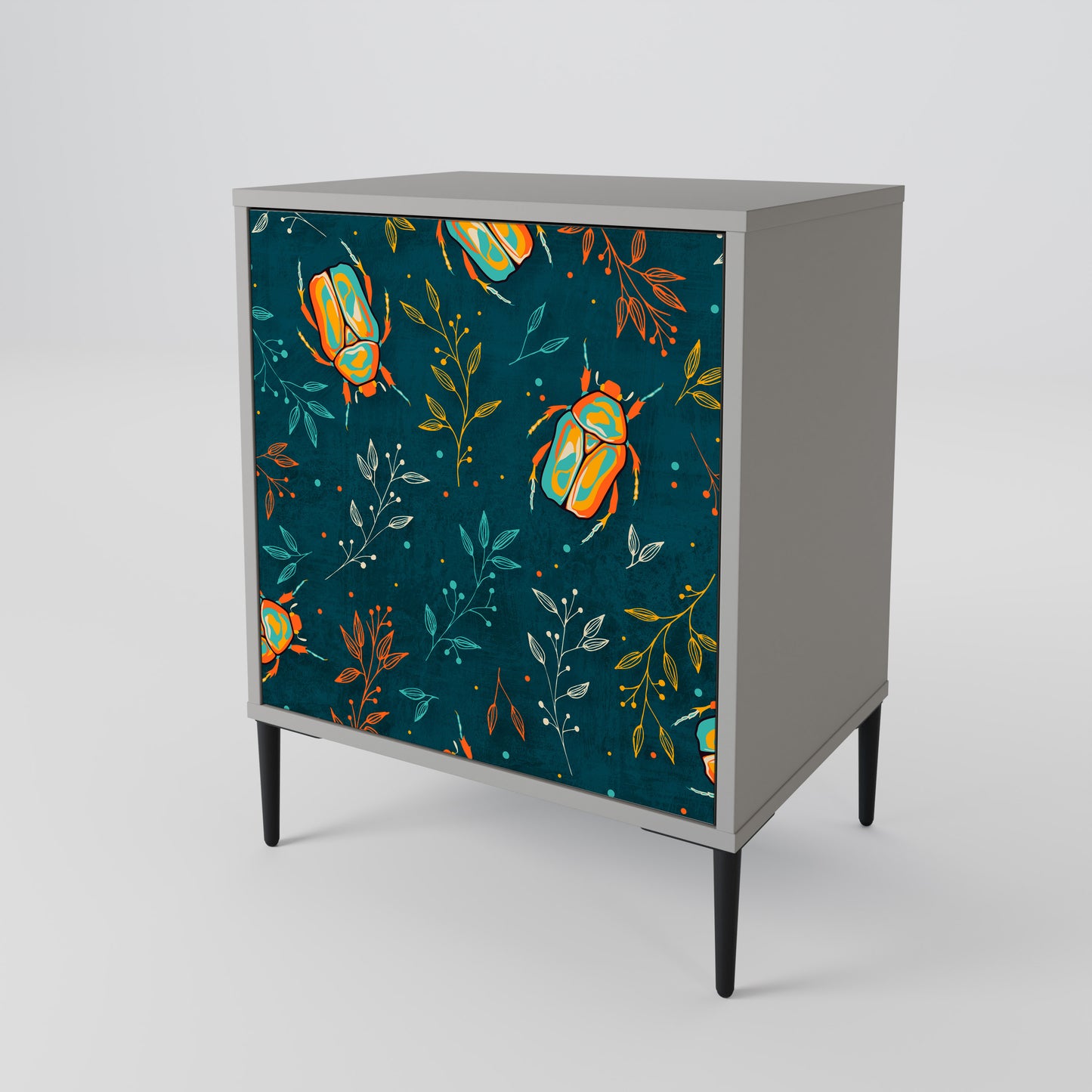 Credenza AUTUMN INSETTI a 1 anta con finitura grigia
