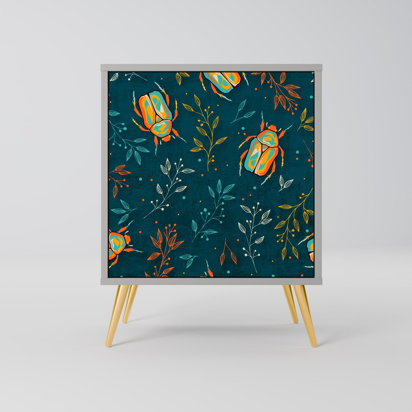 Credenza AUTUMN INSETTI a 1 anta con finitura grigia