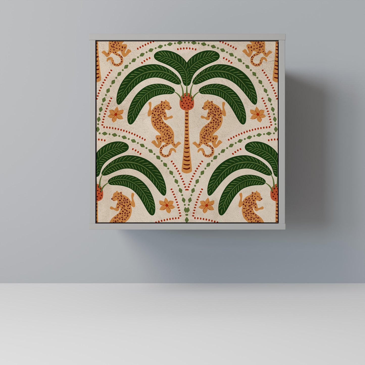 Credenza DANCING PREDATORS a 1 anta con finitura grigia