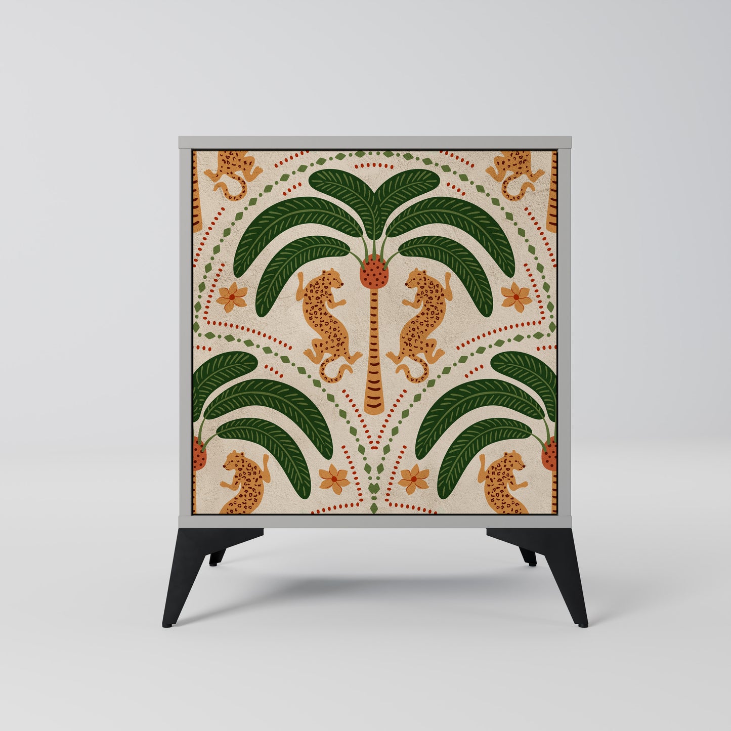 Credenza DANCING PREDATORS a 1 anta con finitura grigia