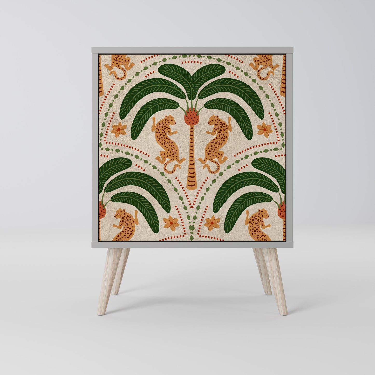 Credenza DANCING PREDATORS a 1 anta con finitura grigia