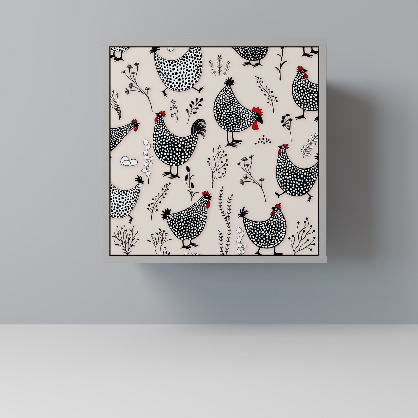 Credenza HAPPY HENS a 1 anta con finitura grigia