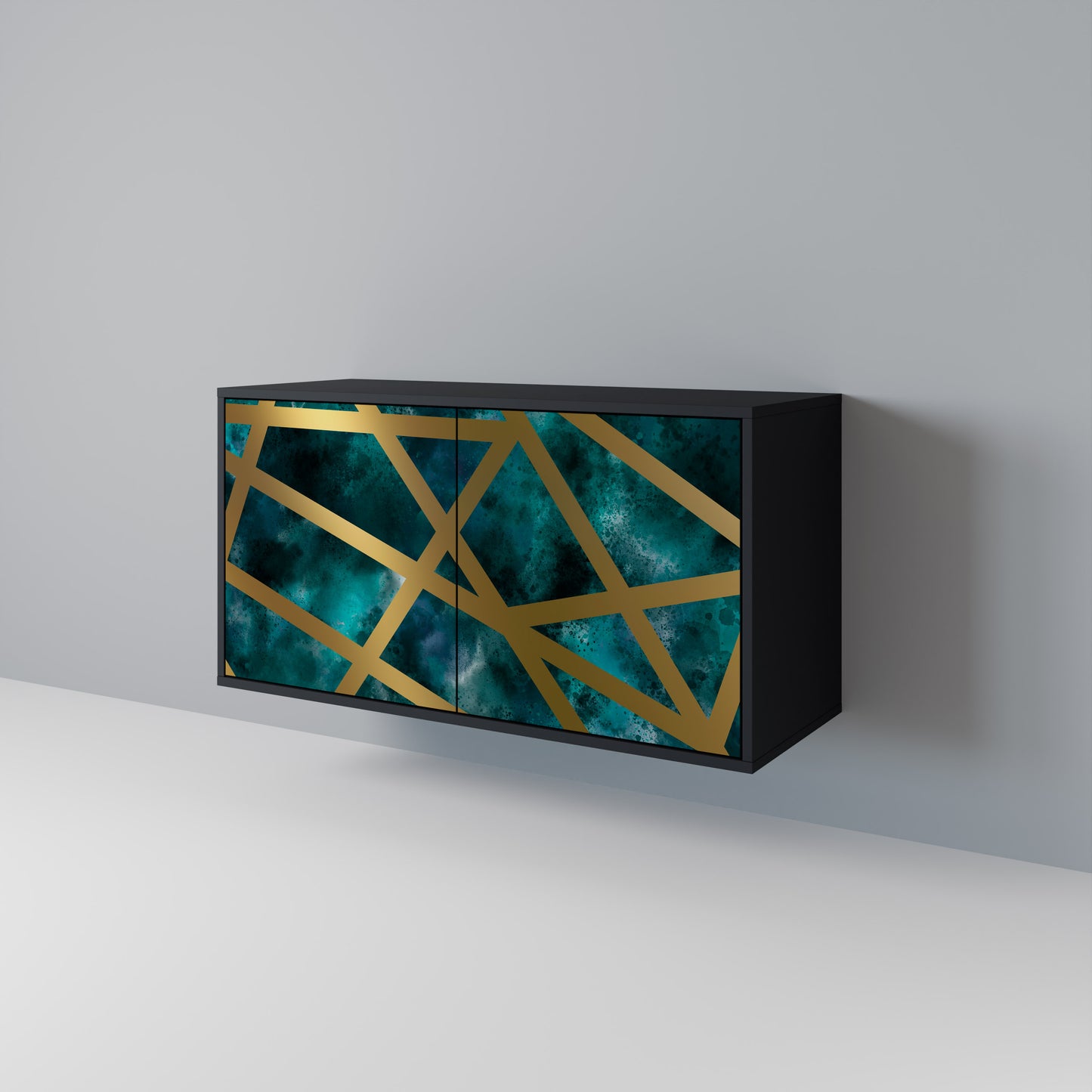 Credenza a 2 ante THE LABYRINTH OF GOLD con finitura nera