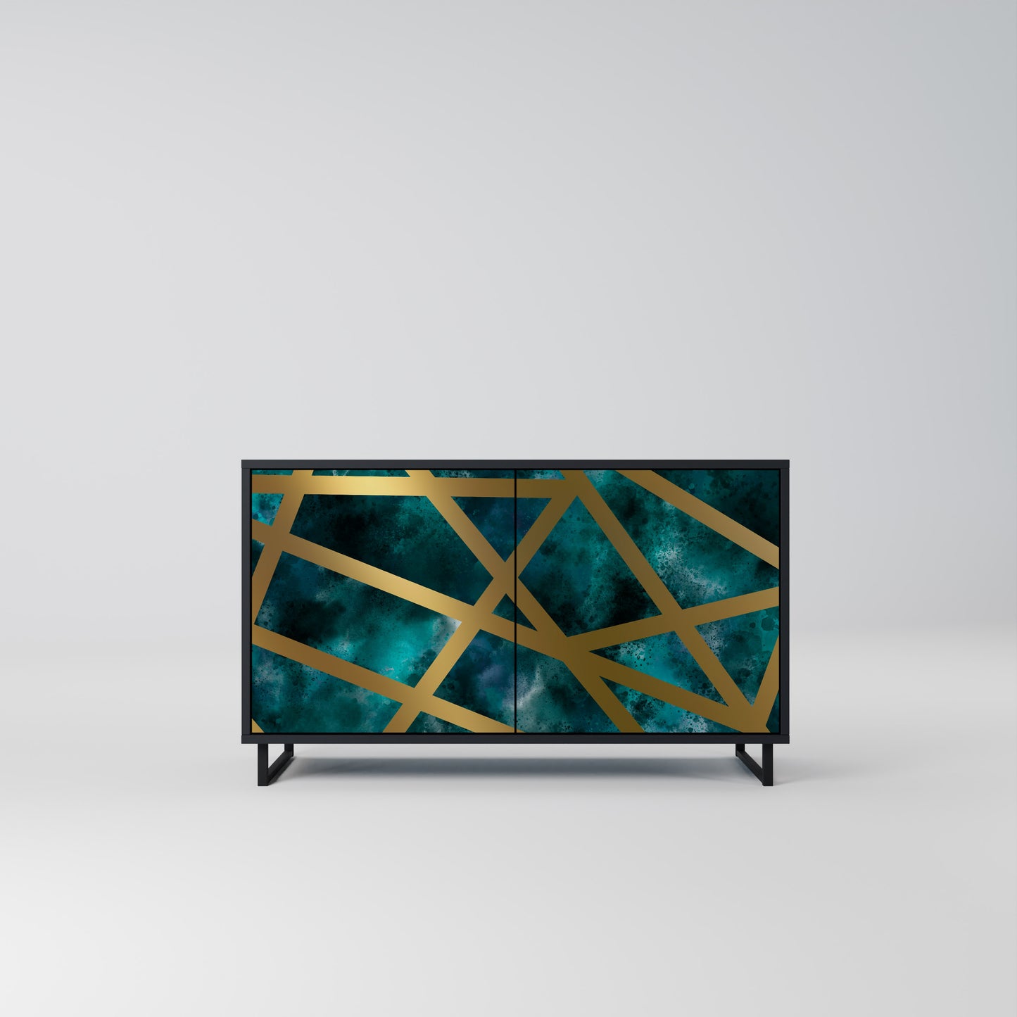 Credenza a 2 ante THE LABYRINTH OF GOLD con finitura nera
