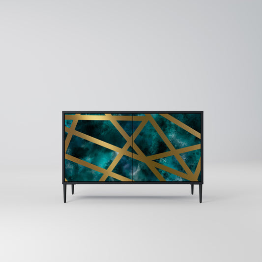 Credenza a 2 ante THE LABYRINTH OF GOLD con finitura nera