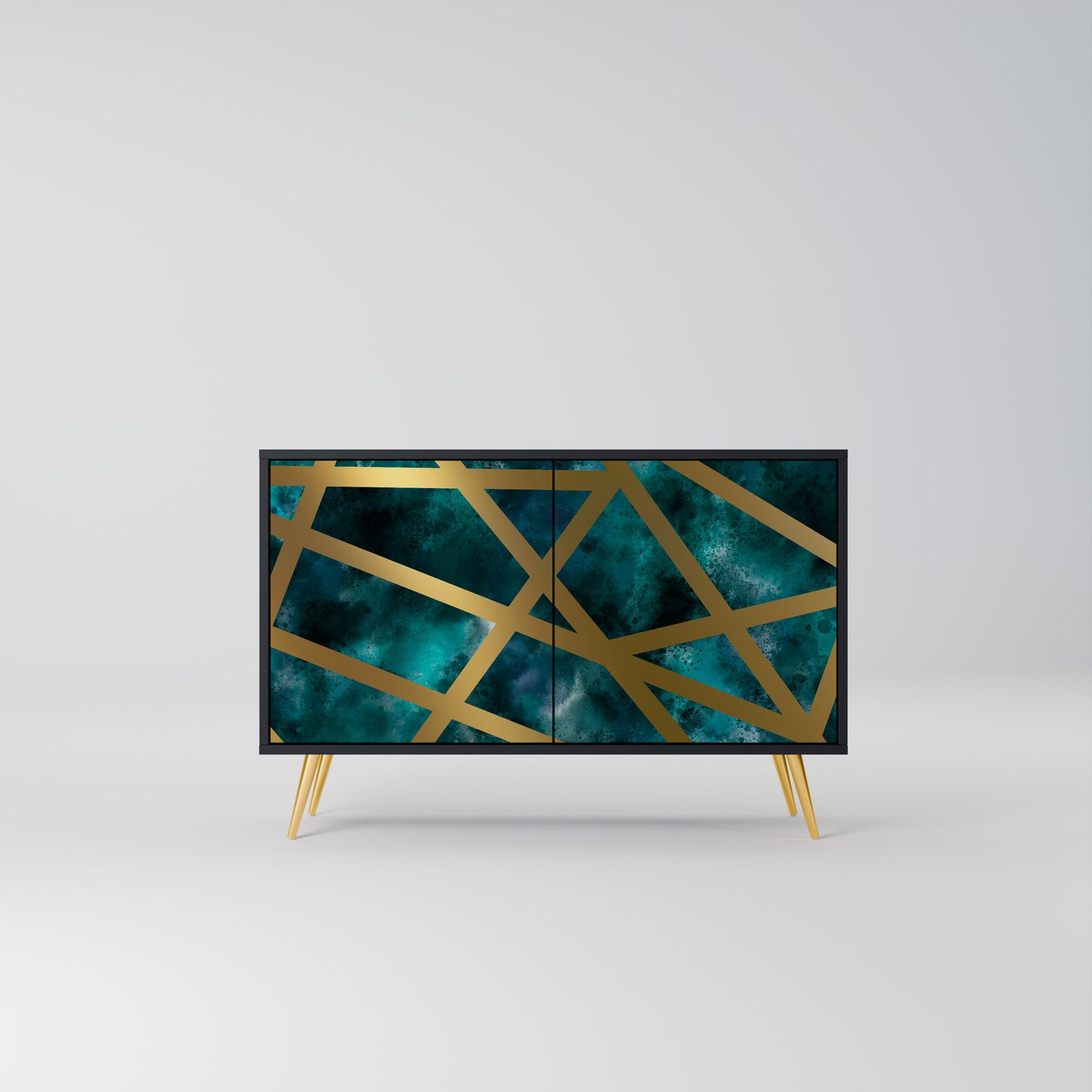 Credenza a 2 ante THE LABYRINTH OF GOLD con finitura nera
