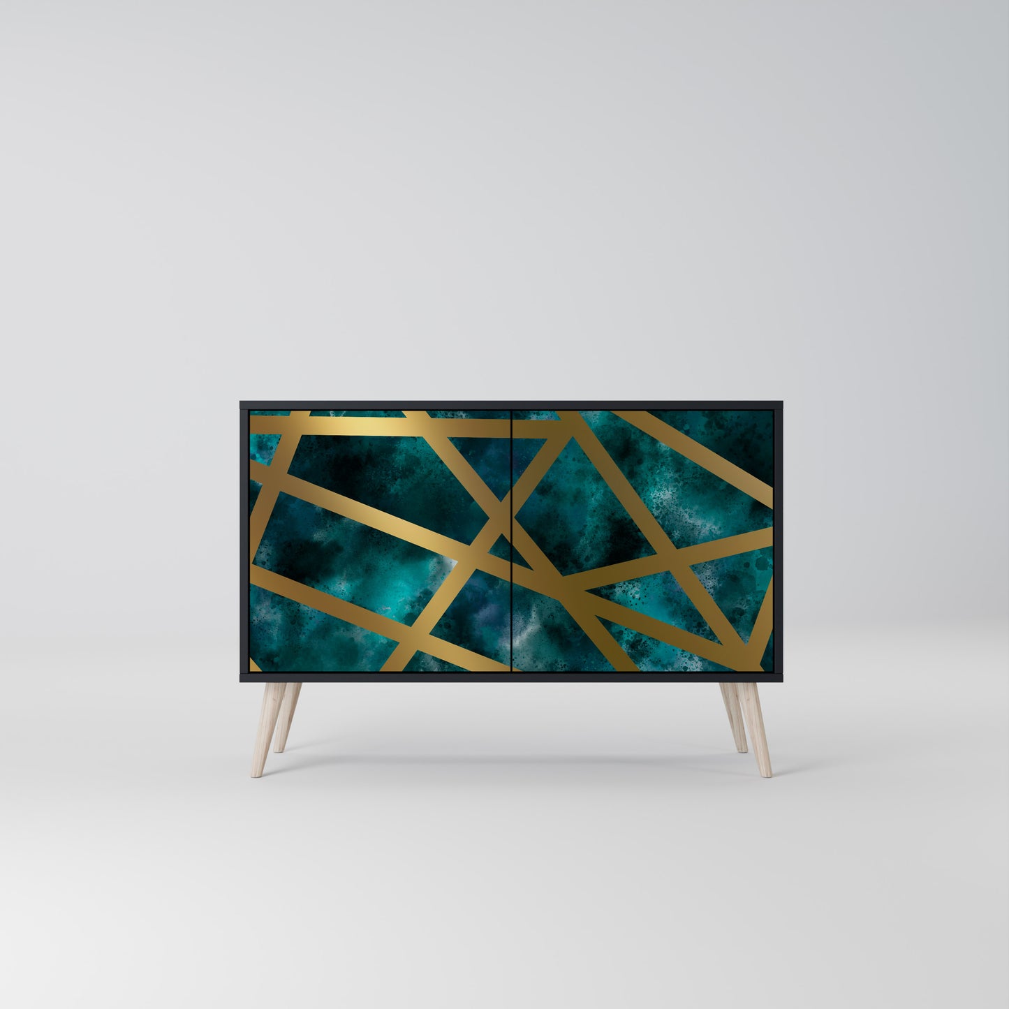 Credenza a 2 ante THE LABYRINTH OF GOLD con finitura nera