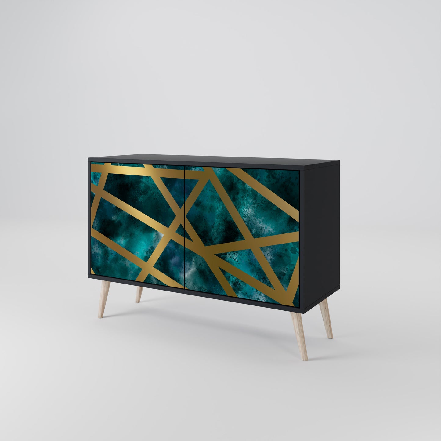 Credenza a 2 ante THE LABYRINTH OF GOLD con finitura nera