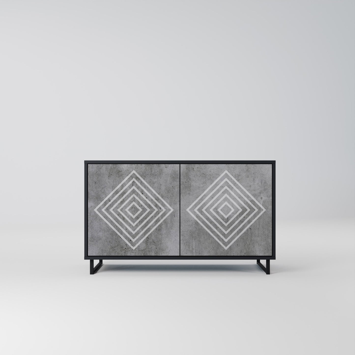 Credenza a 2 ante POLYGONAL ARTISTRY in finitura nera