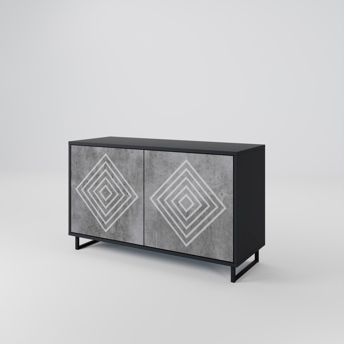 Credenza a 2 ante POLYGONAL ARTISTRY in finitura nera