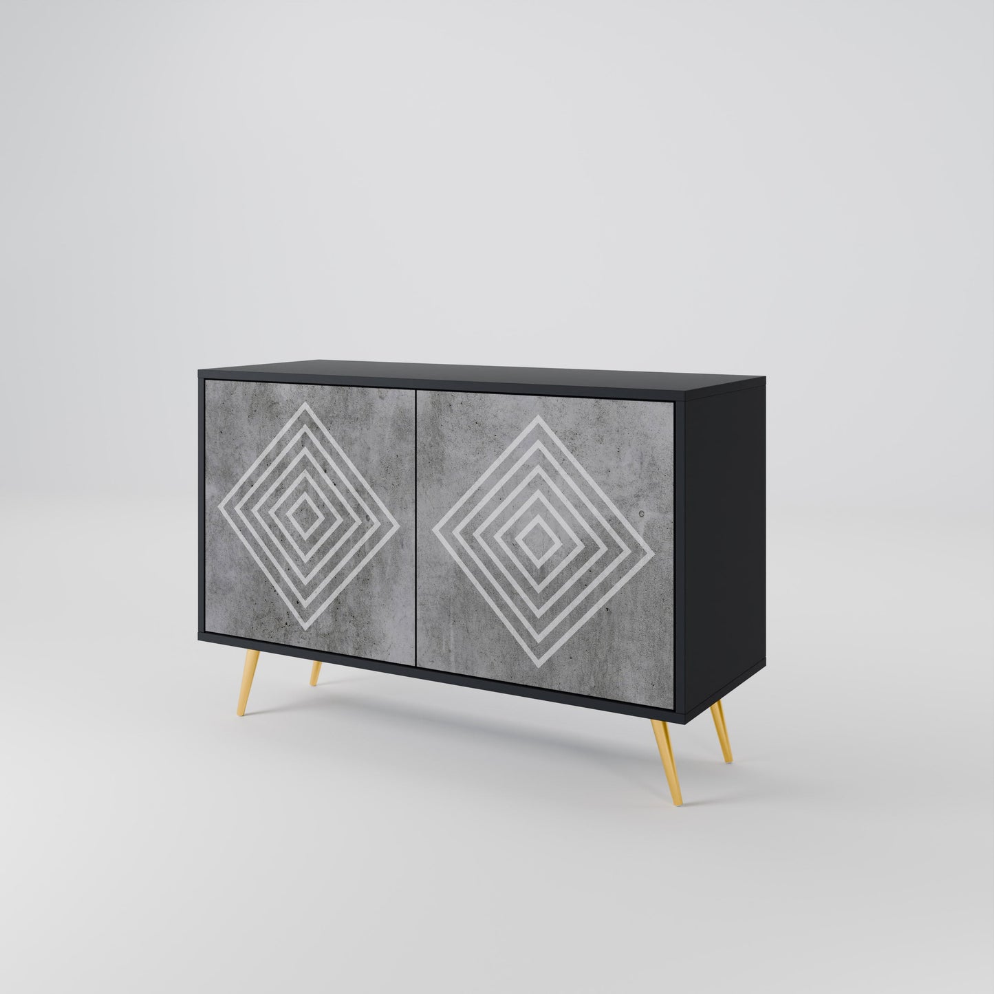 Credenza a 2 ante POLYGONAL ARTISTRY in finitura nera