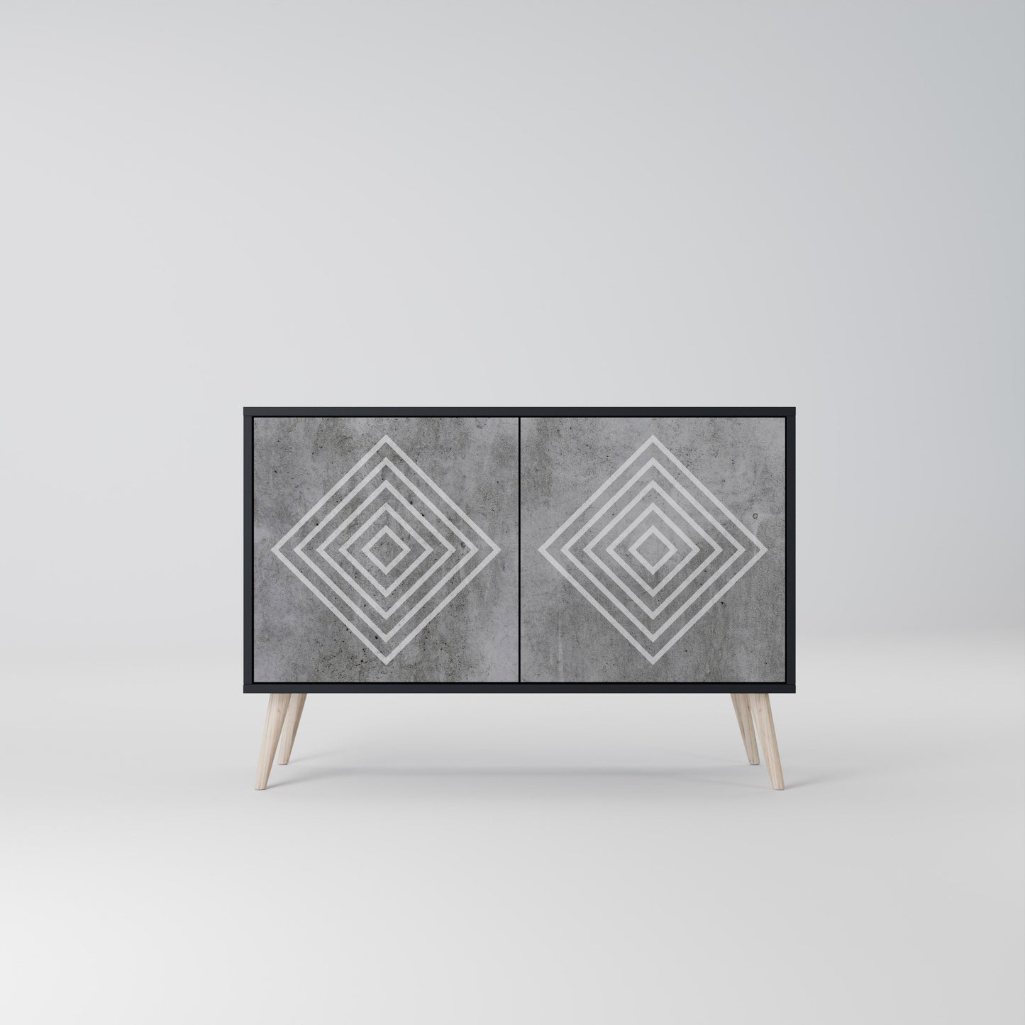 Credenza a 2 ante POLYGONAL ARTISTRY in finitura nera