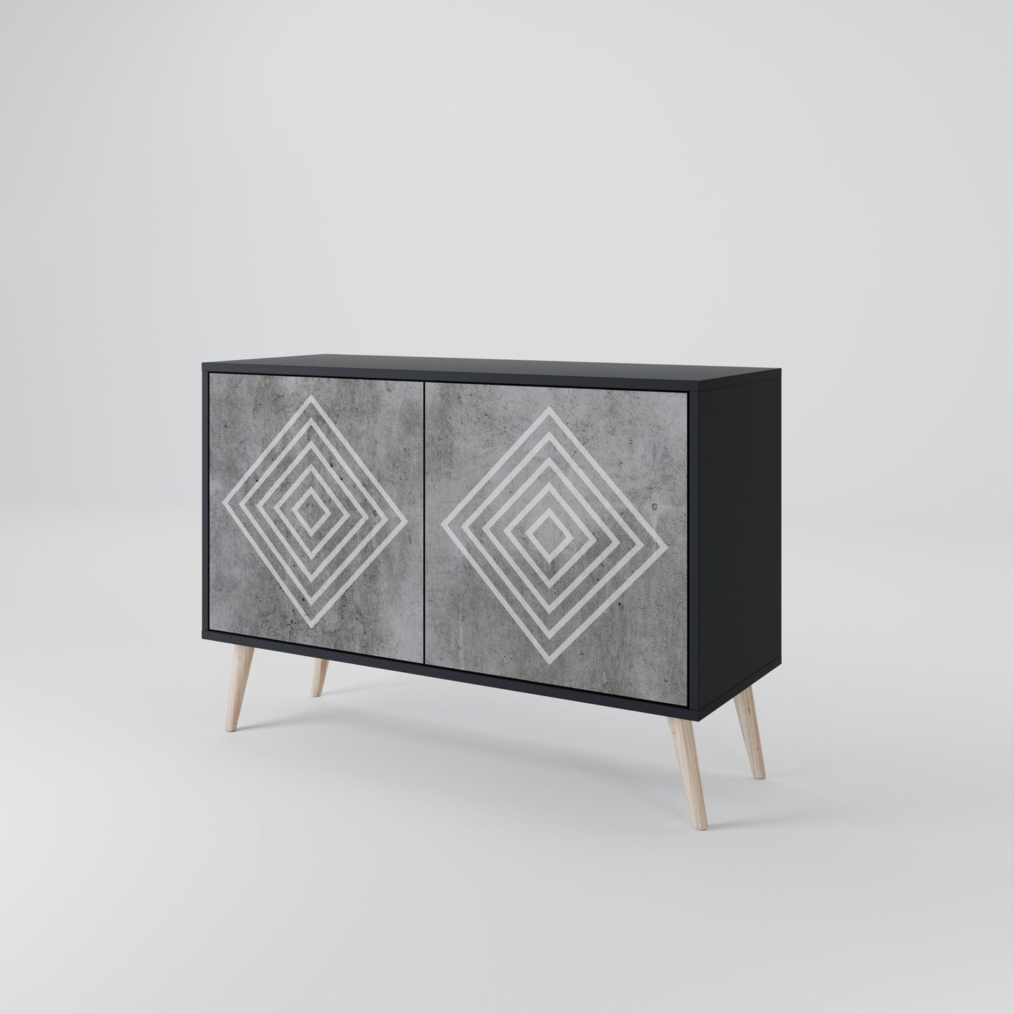 Credenza a 2 ante POLYGONAL ARTISTRY in finitura nera