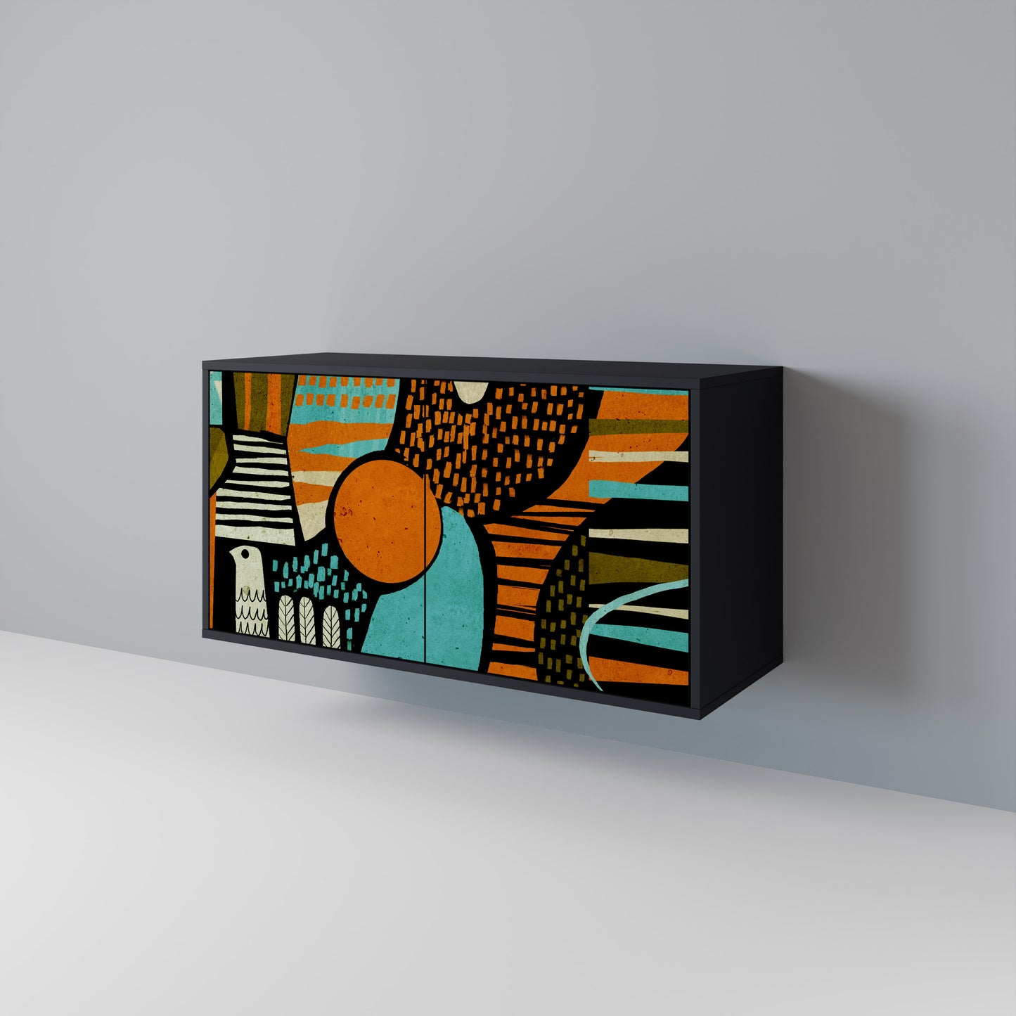 Credenza a 2 ante GEODE GLIMMER con finitura nera
