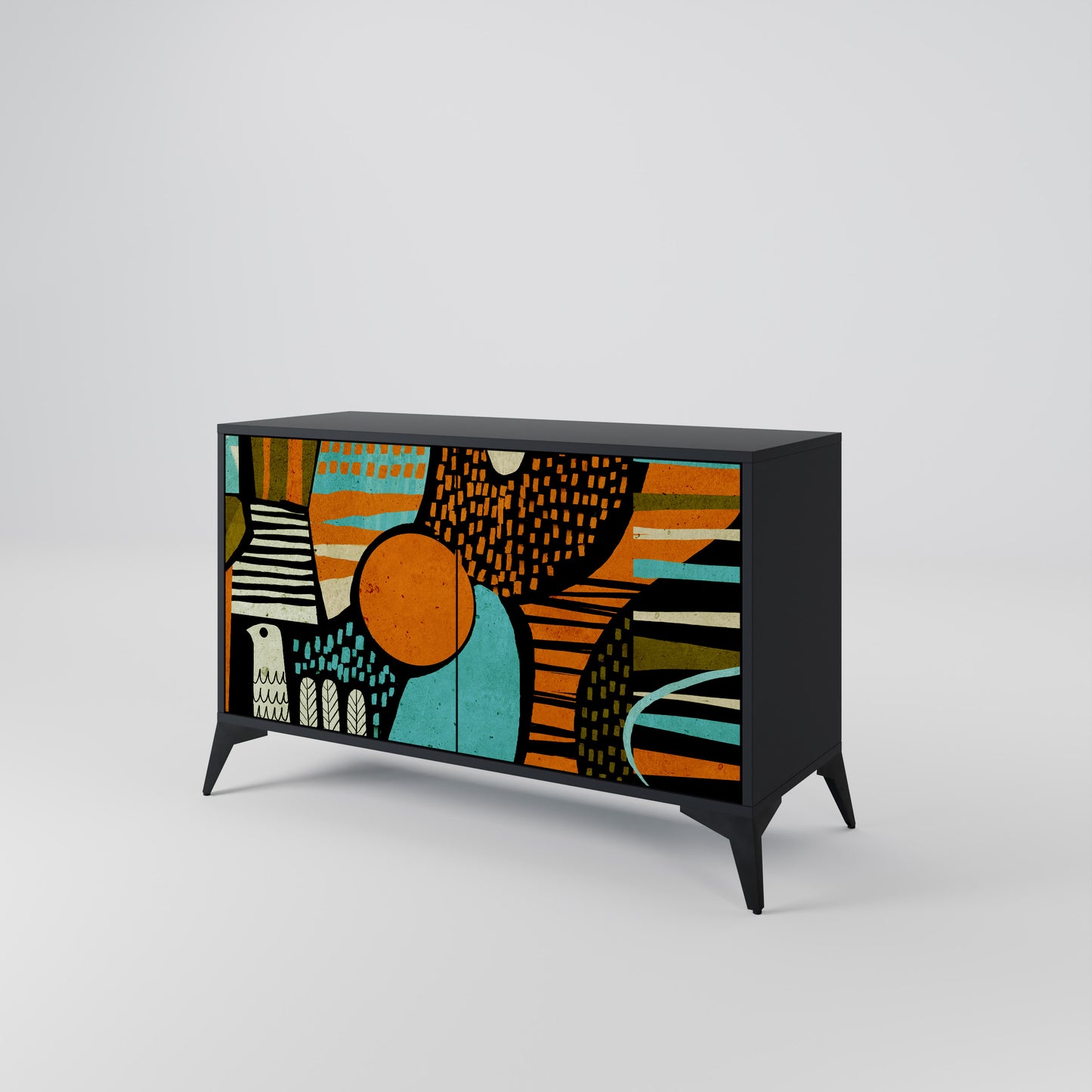 Credenza a 2 ante GEODE GLIMMER con finitura nera