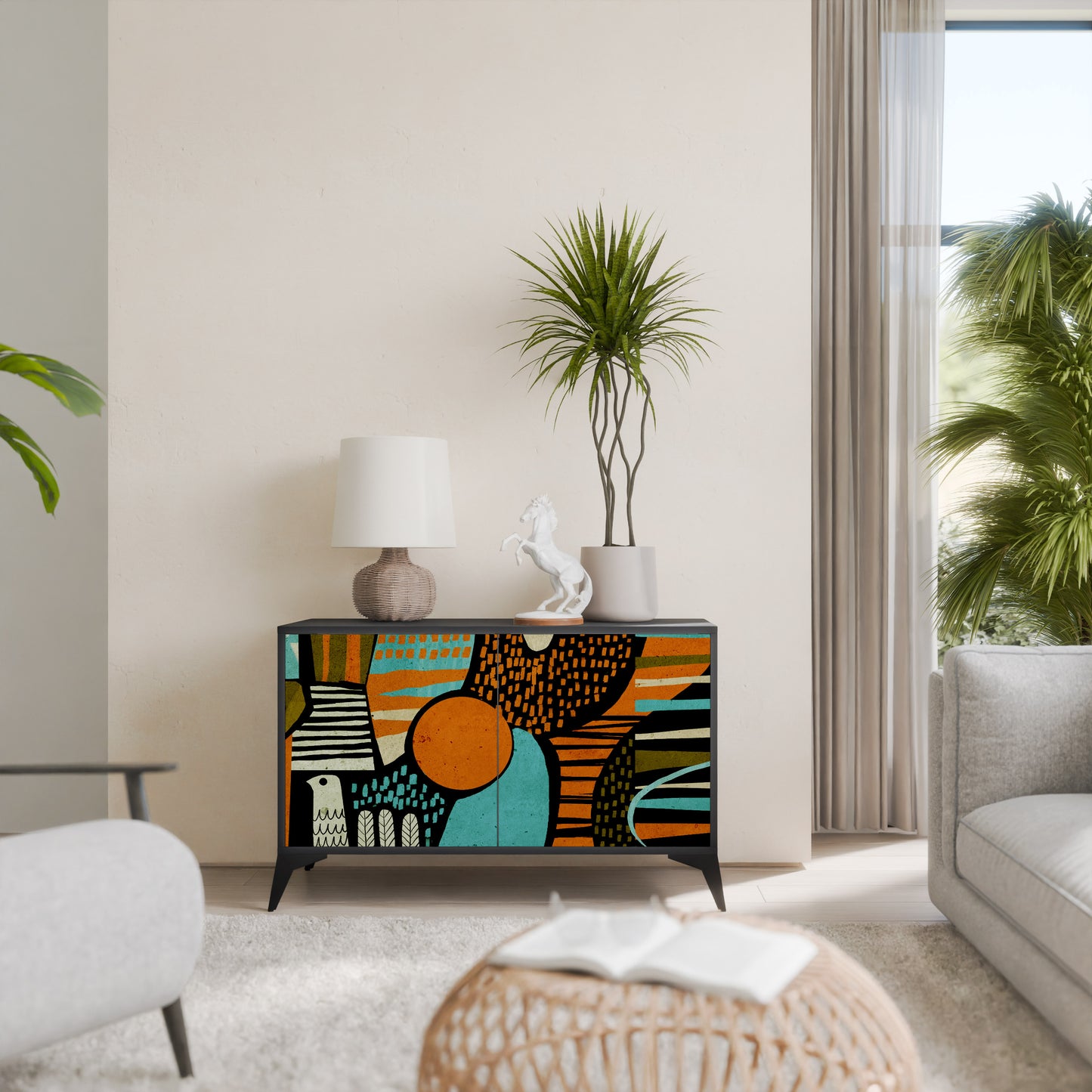 Credenza a 2 ante GEODE GLIMMER con finitura nera