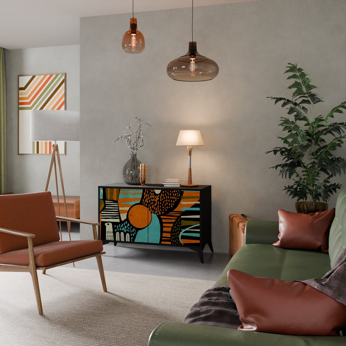 Credenza a 2 ante GEODE GLIMMER con finitura nera