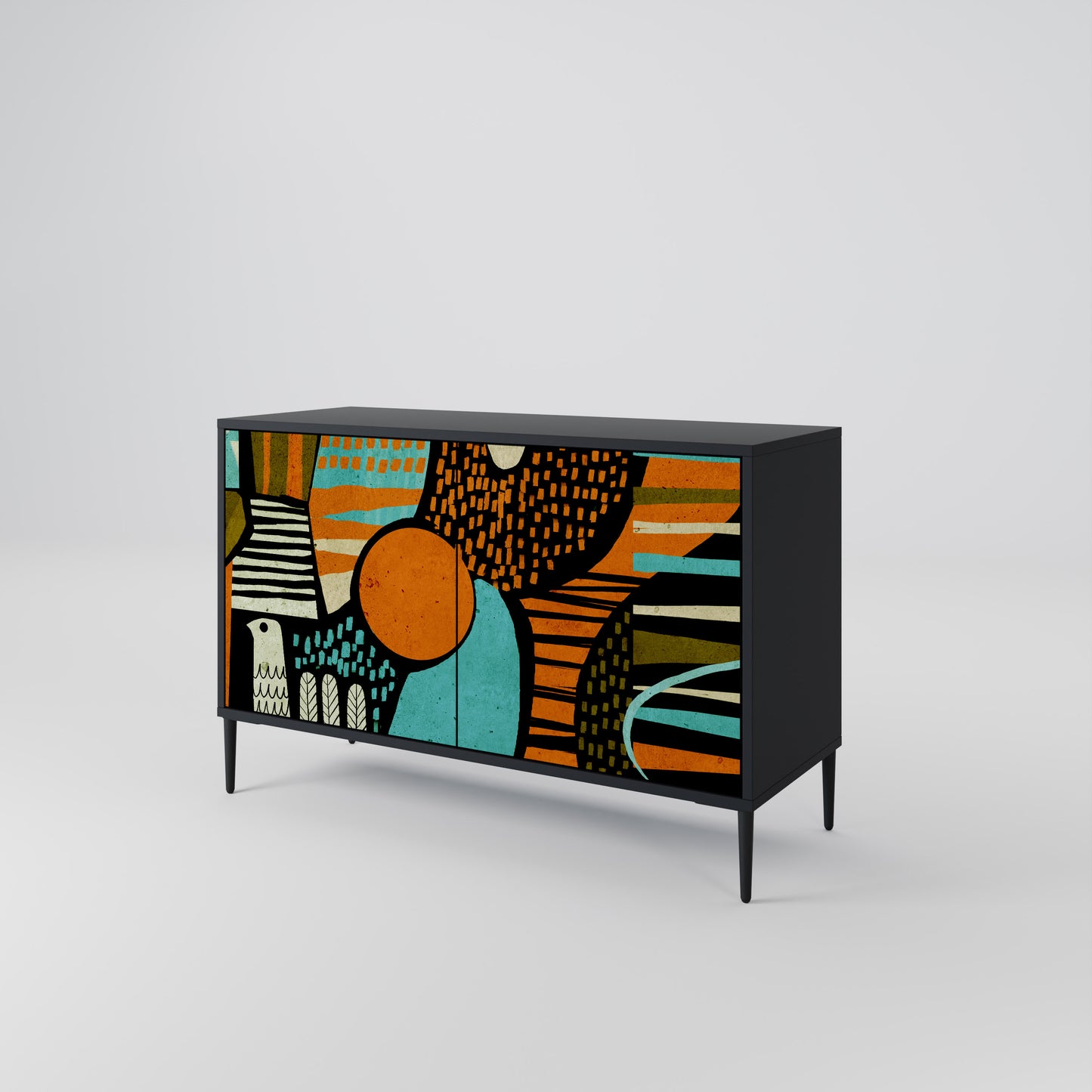 Credenza a 2 ante GEODE GLIMMER con finitura nera